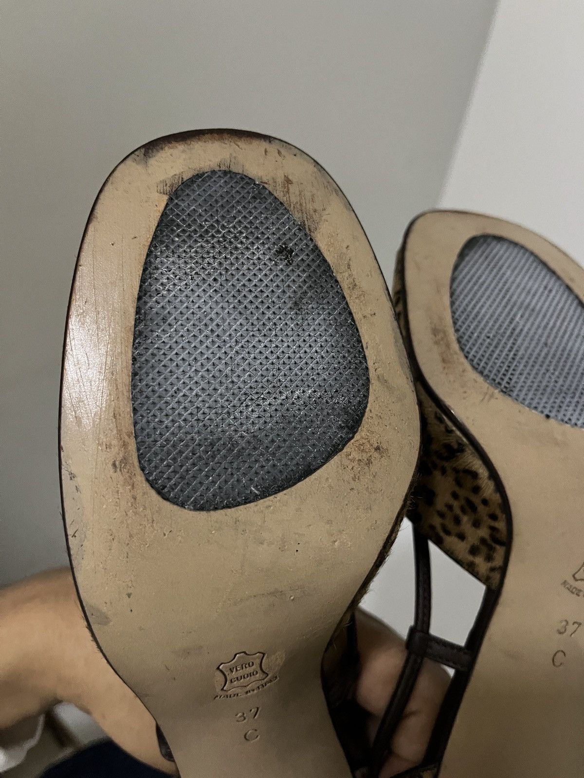Bottega Veneta Bottega Veneta Brown Calf Hair Leopard Ankle Strap Size US 7 / IT 37 - 8 Thumbnail