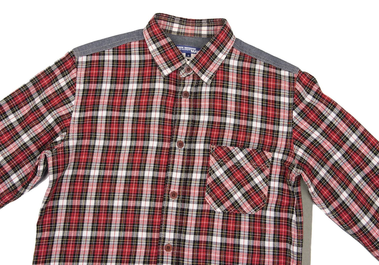 Junya Watanabe Elbow Patch Check Shirt in Red, White, and Khaki Size US S / EU 44-46 / 1 - 2 Thumbnail