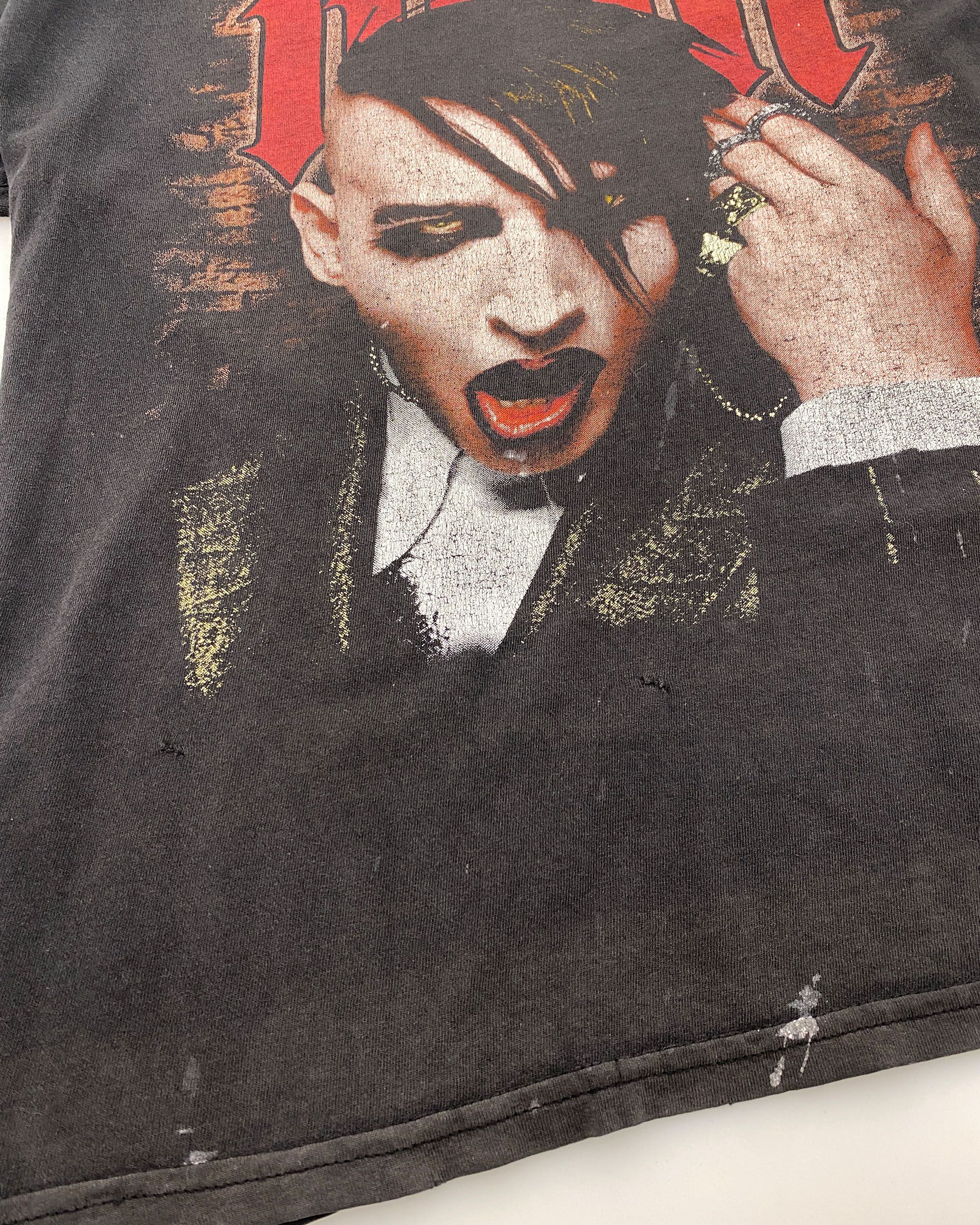 Vintage Marilyn Manson 2000s Trashed Band T-Shirt Size US XL / EU 56 / 4 - 4 Thumbnail