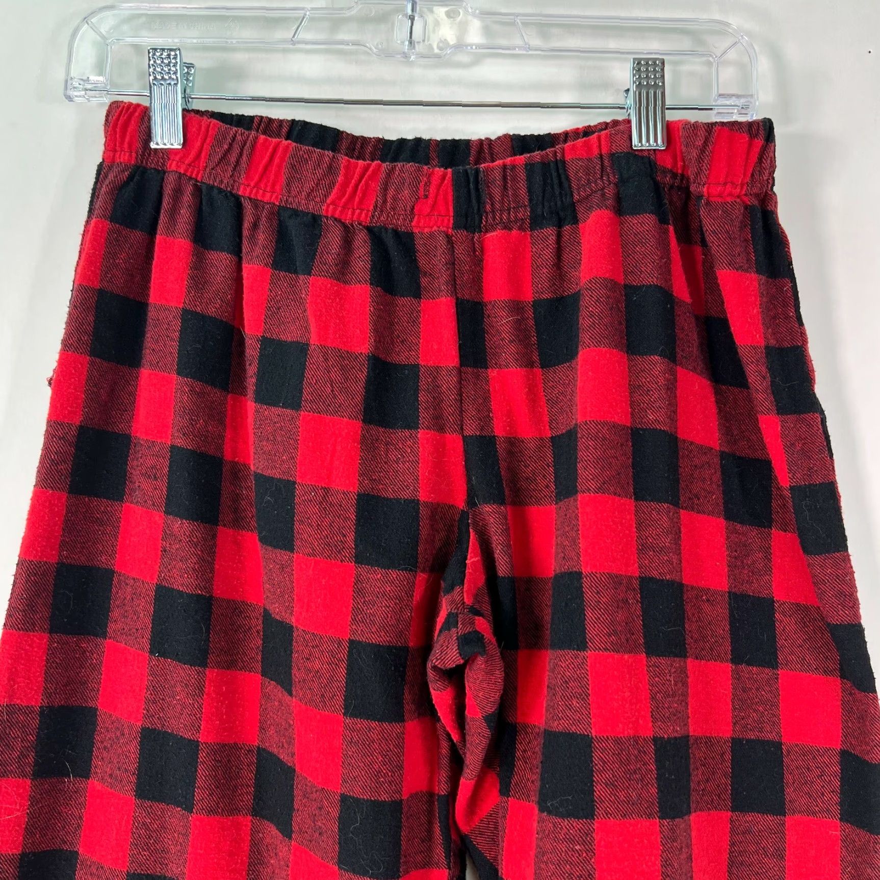 Vintage Womens Pajama Pants Buffalo Plaid Red Elastic Waist Pull On Flat Front Size M Size 32" / US 10 / IT 46 - 3 Thumbnail