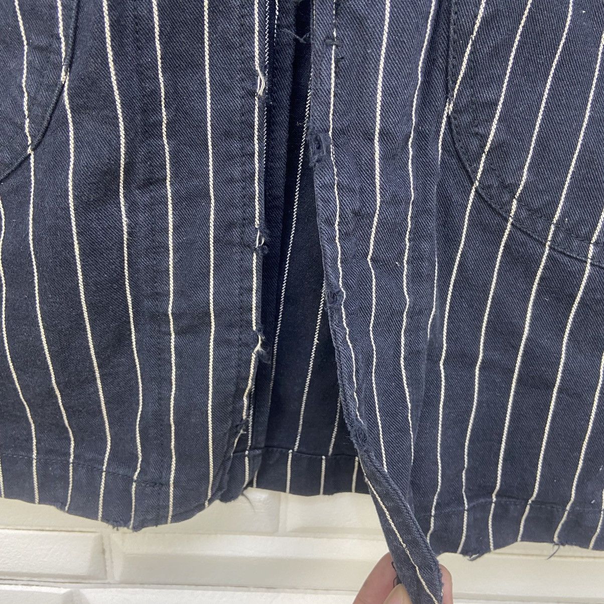 Japanese Brand Japanese Brand Thanx God Stripes Distressed Denim Jacket Size US S / EU 44-46 / 1 - 20 Thumbnail
