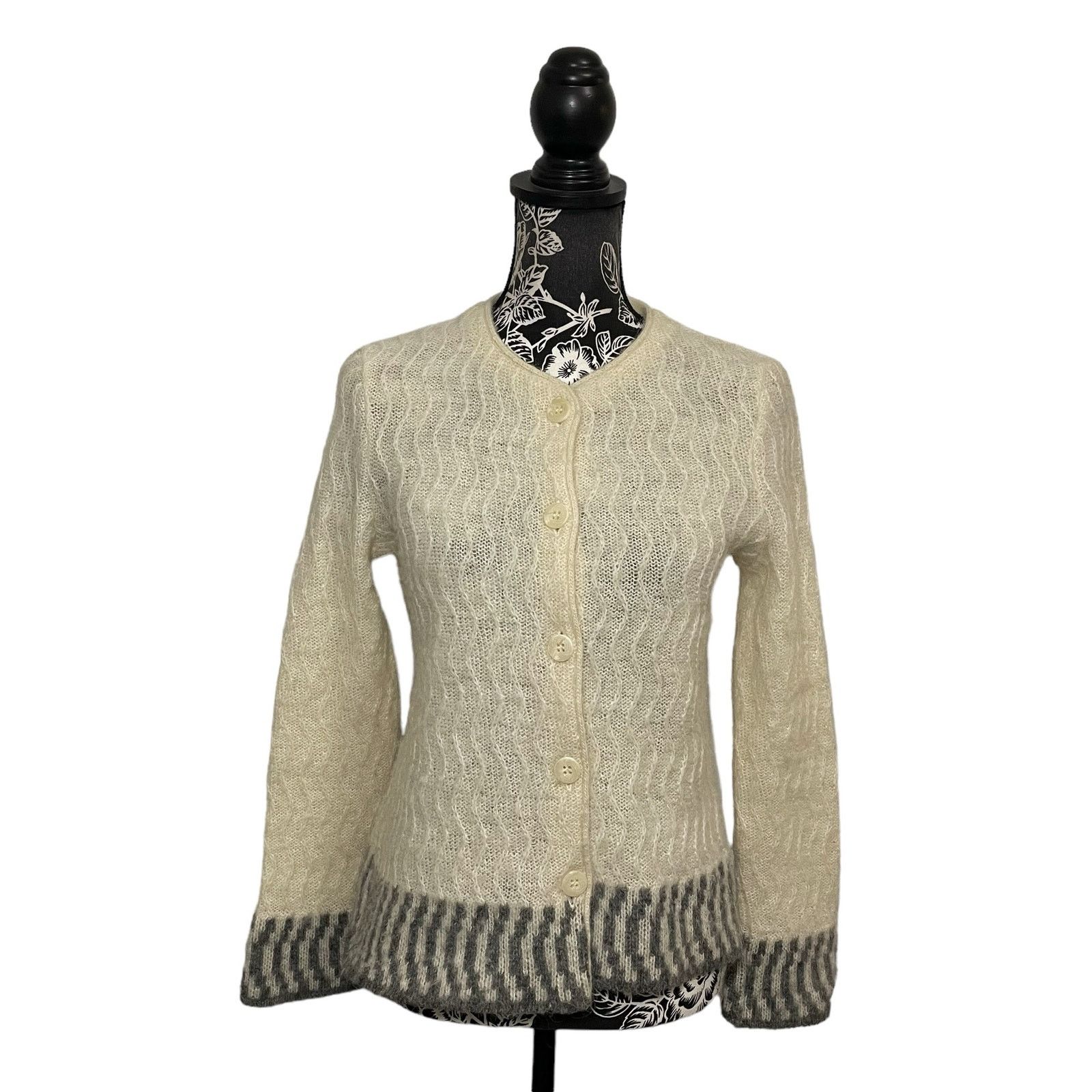 Other Varma Icelandic Wool Knit Cardigan Sweater Cream Gray Small Size S / US 4 / IT 40 - 1 Thumbnail