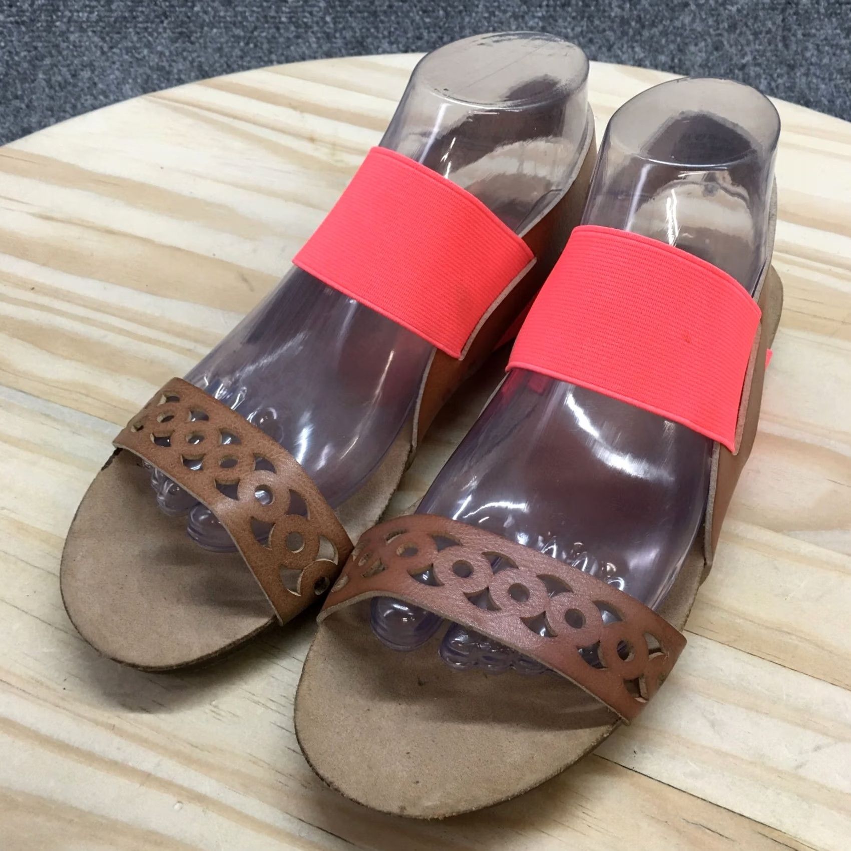 Pinko Slingback Strappy Sandals Womens 9 M Lara Flats Brown Pink Faux Leather Open Toe Size US 9 / IT 39 - 6 Thumbnail