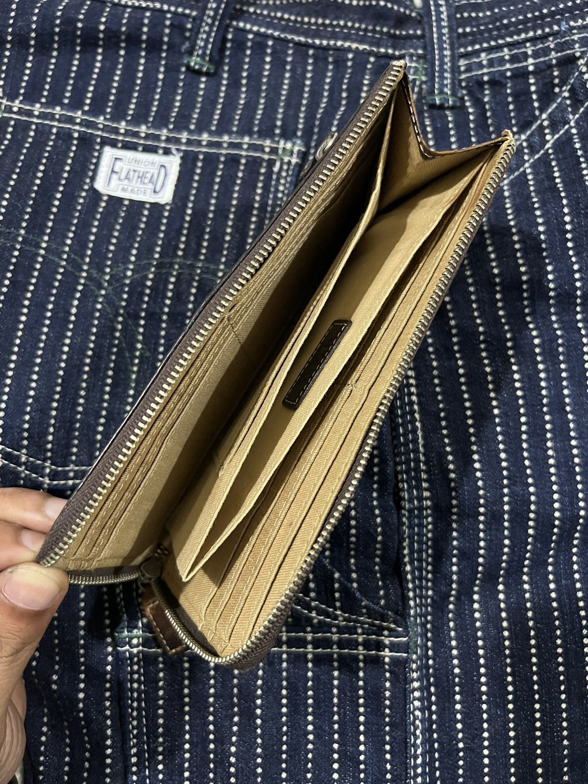 Genuine Leather × Pure Blue Japan × Redmoon Double Zipper Multi Slot Card & Money Leather Long Wallet Size ONE SIZE - 5 Thumbnail