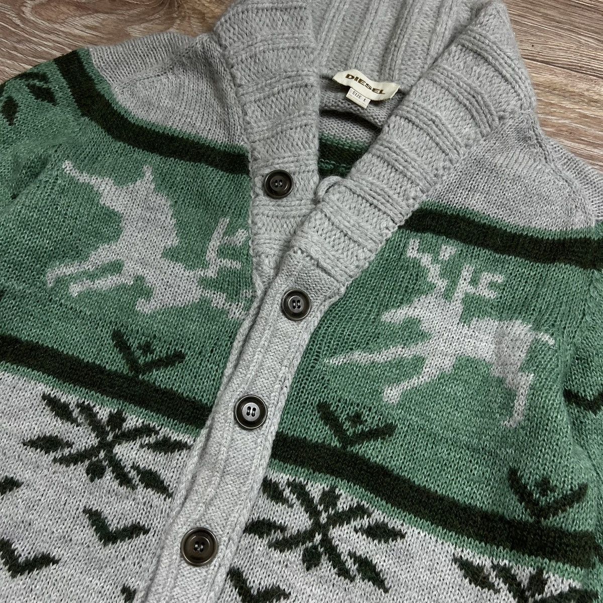 Diesel 00s Diesel Alpaca Wool Vintage Knit Button Up Sweater Size US L / EU 52-54 / 3 - 4 Thumbnail