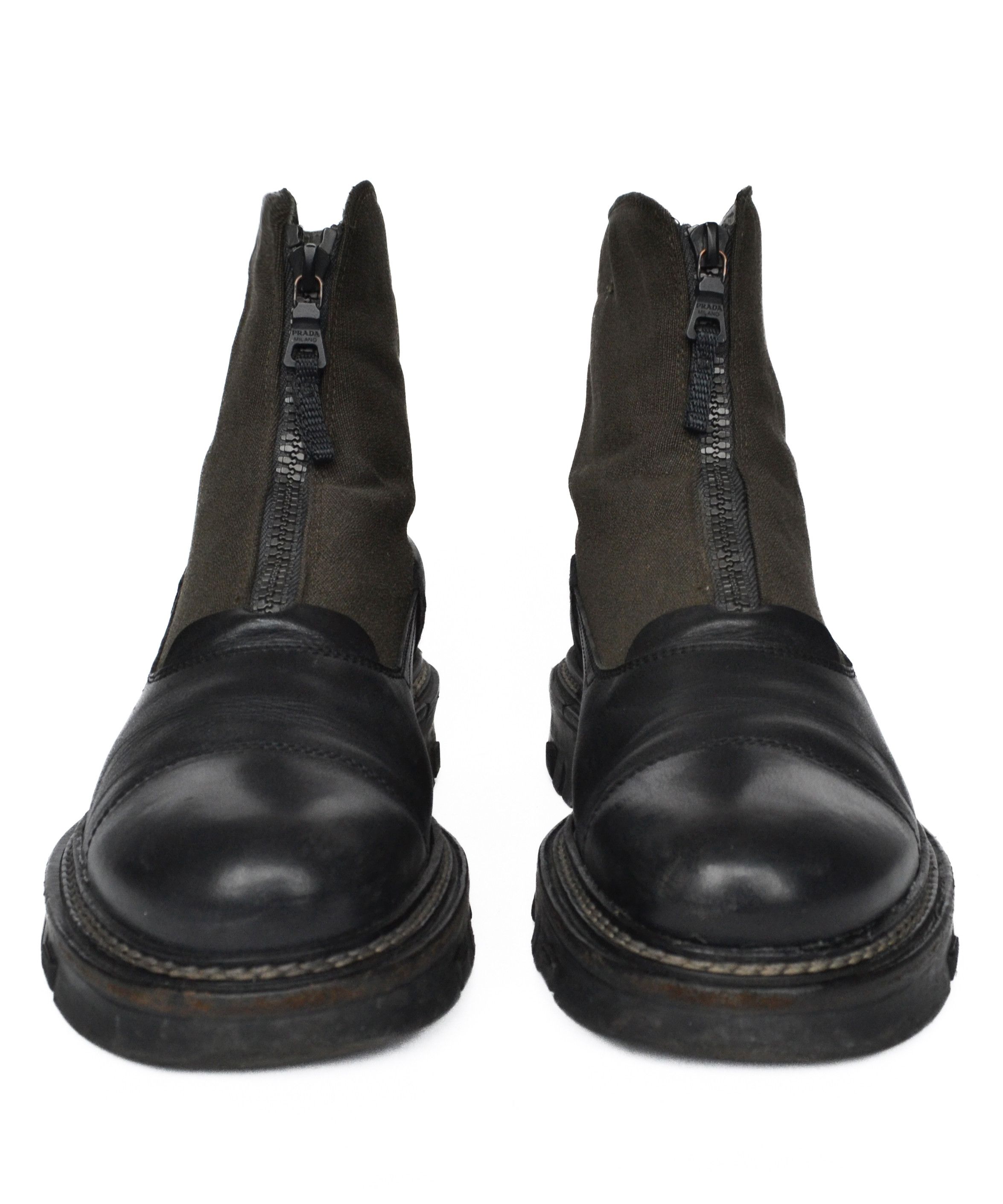 Prada PRADA Boots Leather Vintage Front Zip Black Khaki 39 Size US 9 / IT 39 - 4 Thumbnail