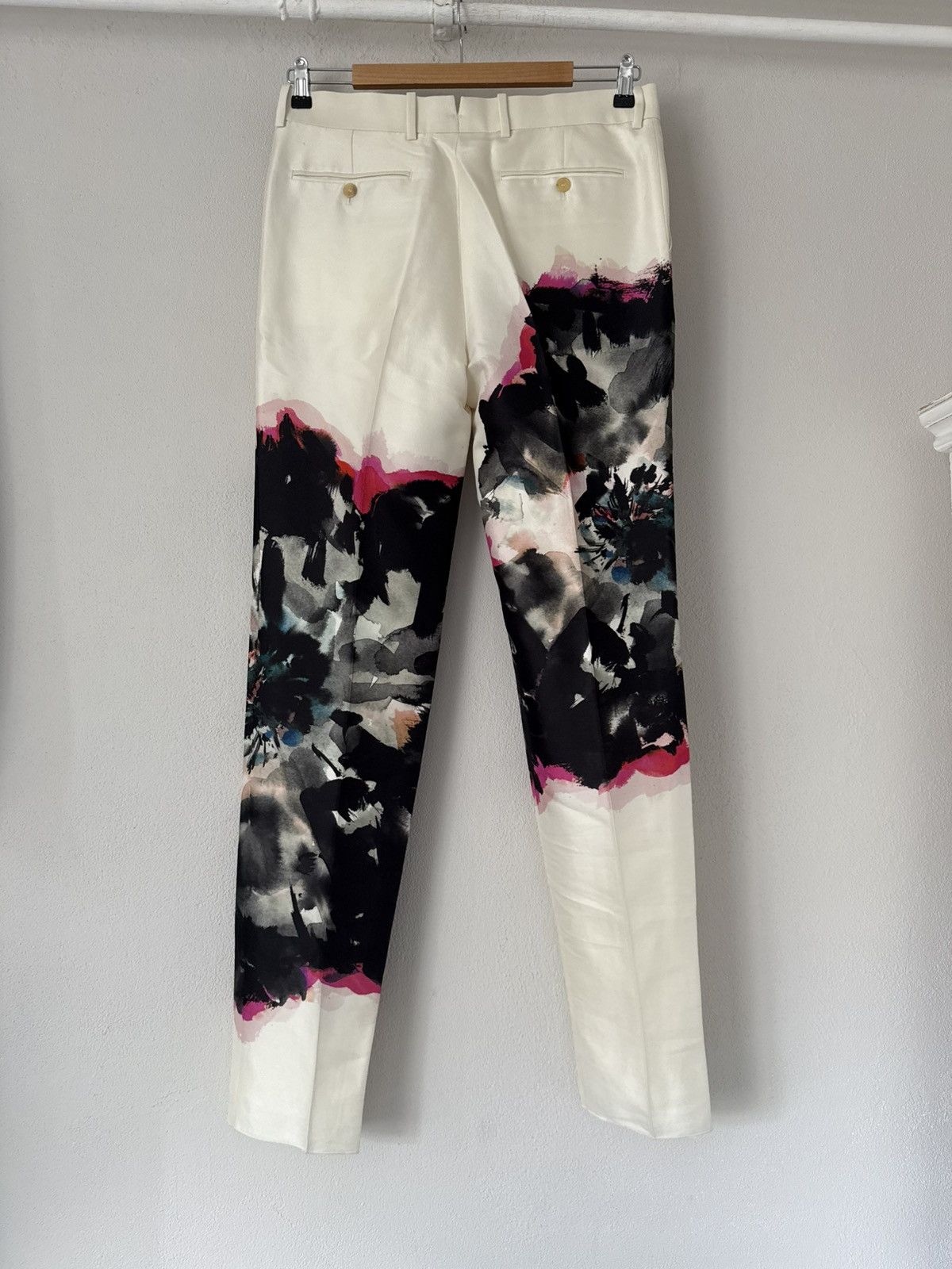 Alexander McQueen Abstract Floral Trousers in Wool-Silk Size US 32 / EU 48 - 6 Thumbnail