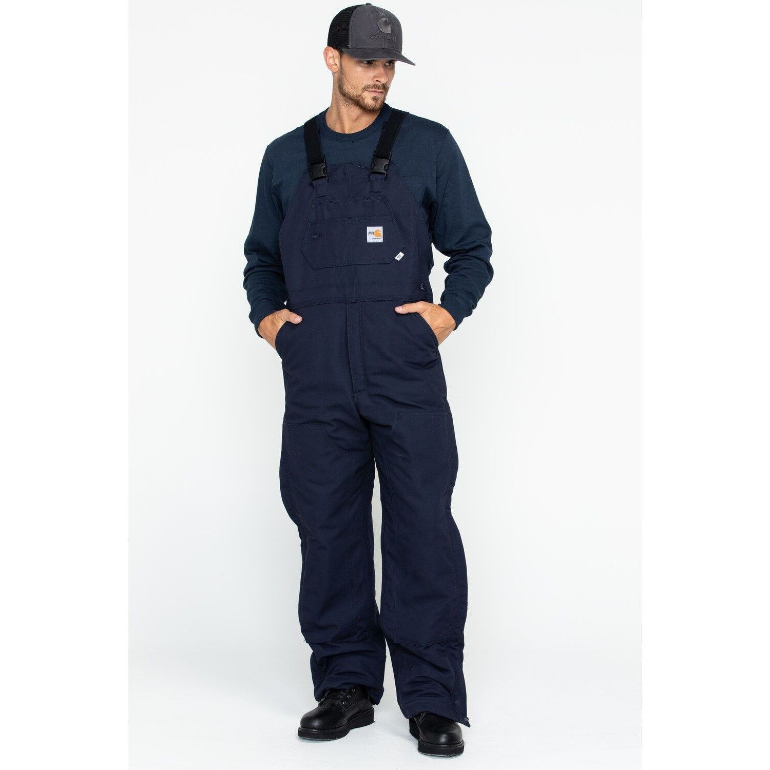 Carhartt Carhartt Mens Navy Blue FR Duck Bib Overall Quilt Lined Sz 3 Size US 34 / EU 50 - 1 Thumbnail