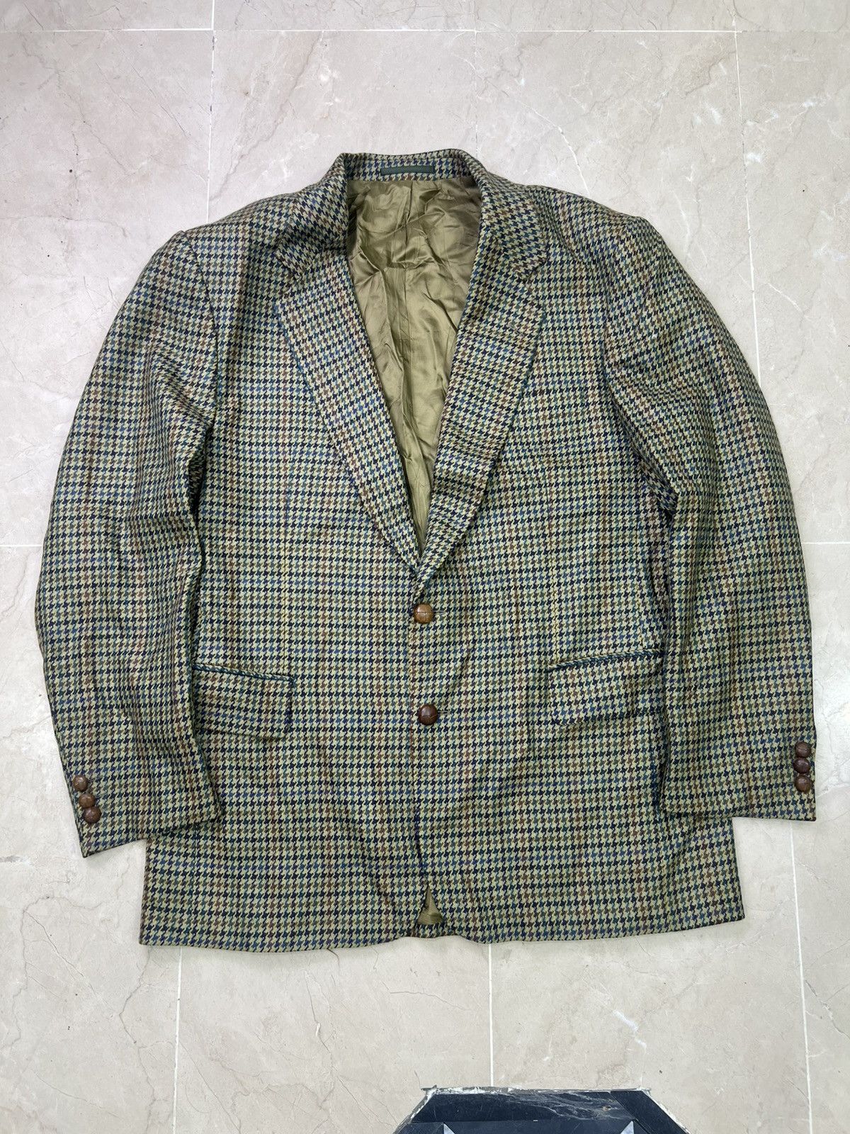 Nobless Couture Vintage 1980s Noblesse Funren Wool Cashmere Houndstooth Blaz Size 44R - 1 Thumbnail
