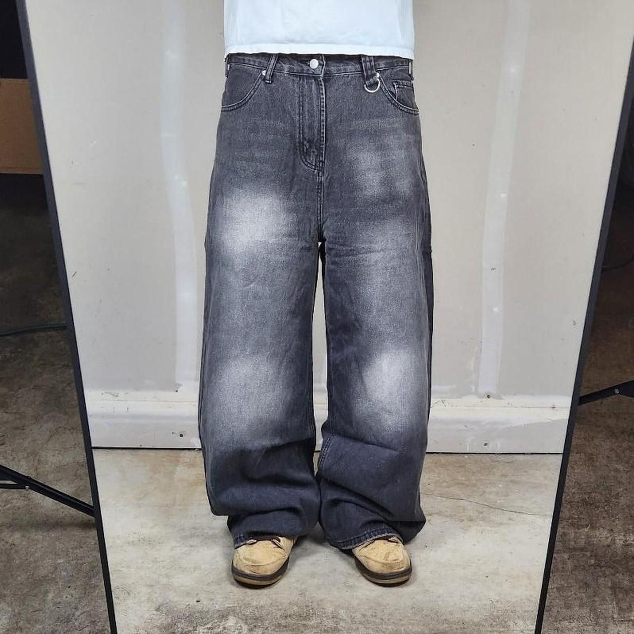 Japanese Brand Baggy loose fit grey wash faded denim jeans Size US 28 / EU 44 - 2 Thumbnail