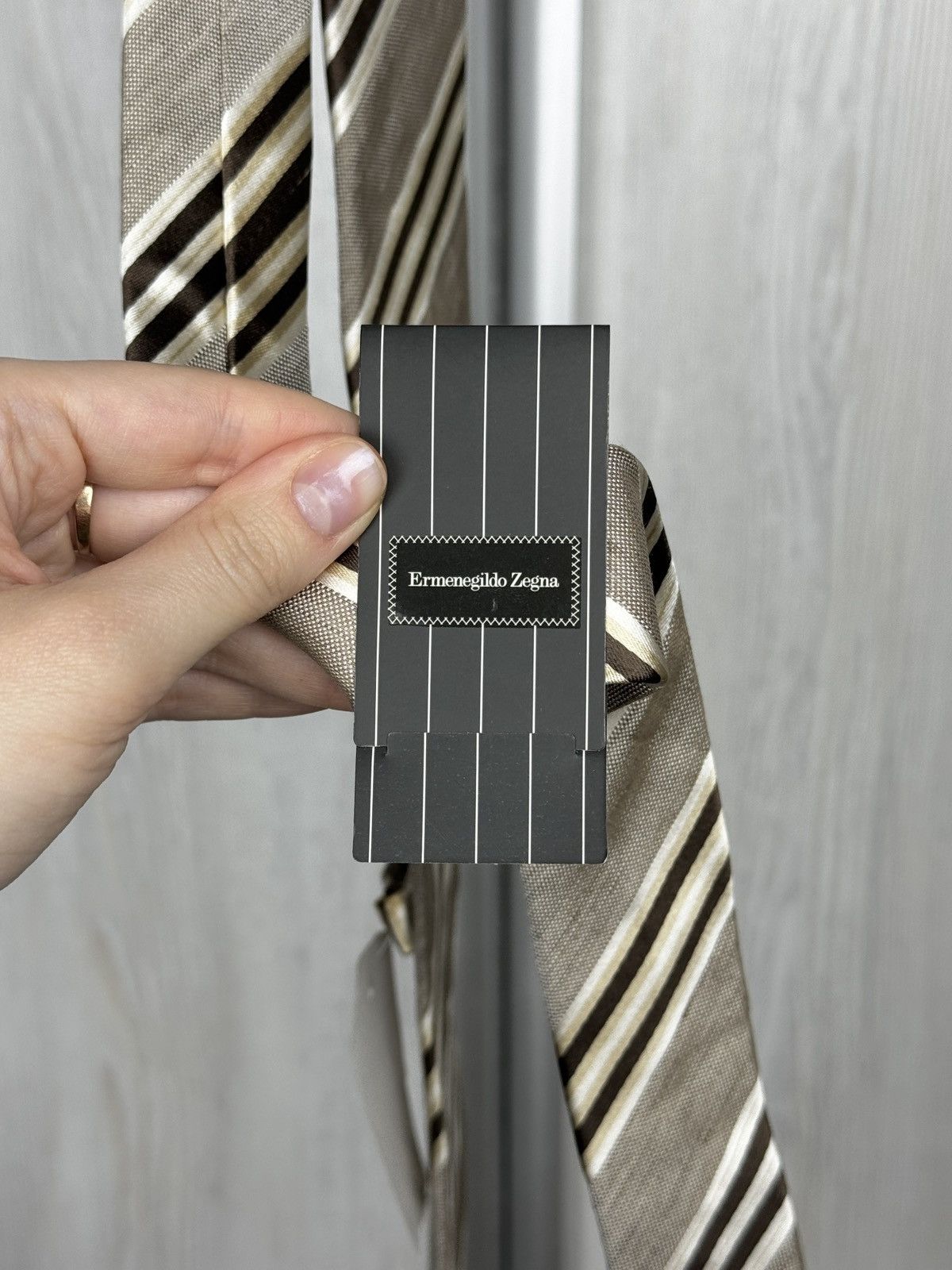 Ermenegildo Zegna NEW ERMENEGILDO ZEGNA Tie Silk Linen Grey Italy Authentic Size ONE SIZE - 6 Thumbnail