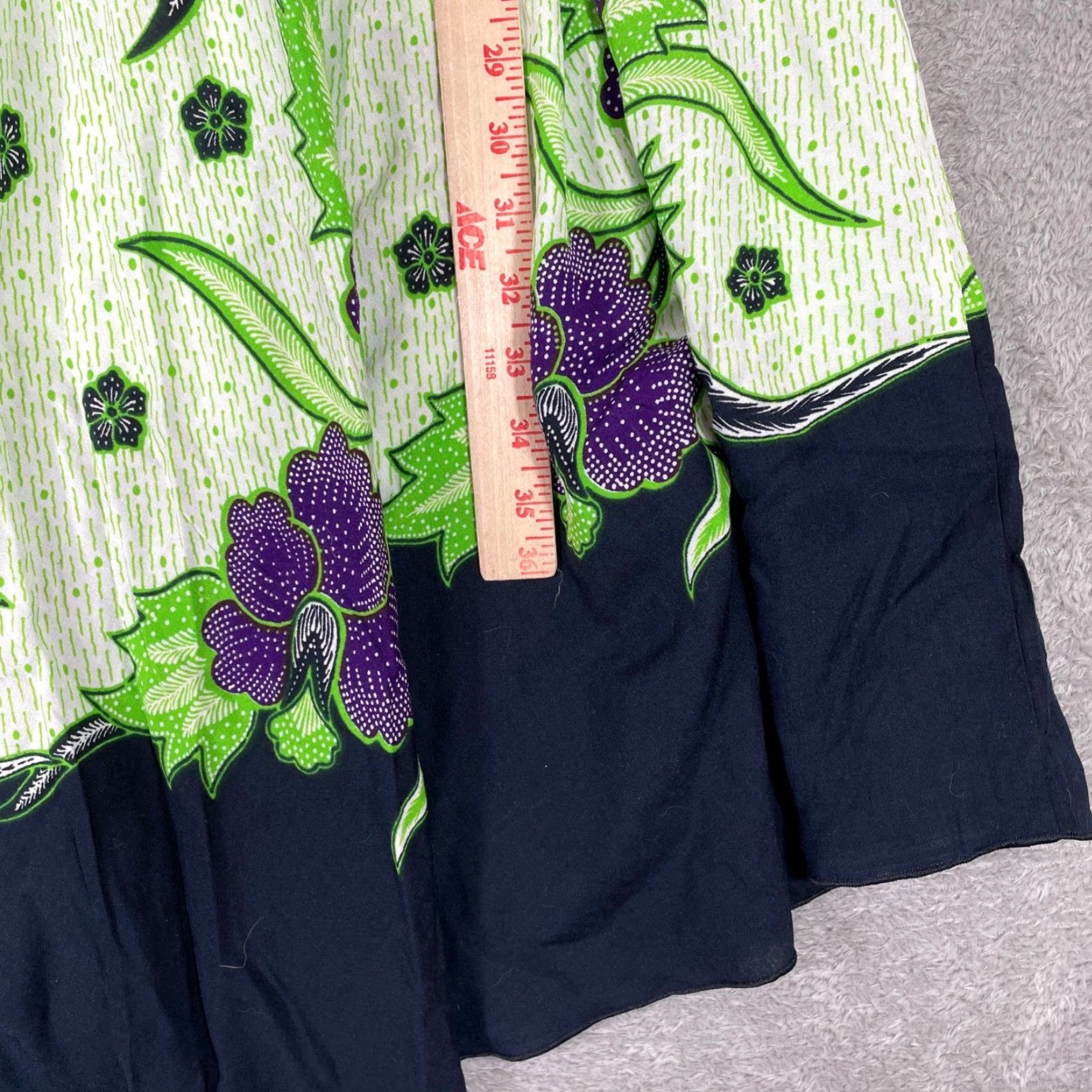 Vintage Gajah Tunggal Batik Dress Womens L Green Floral Mixed Print Boho Art to Wear Size L / US 10 / IT 46 - 7 Thumbnail