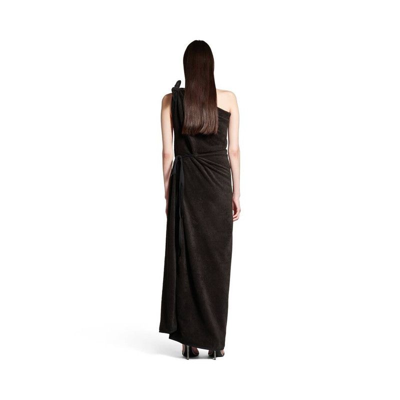 Balenciaga o1srvl11e0426 Draped Maxi Dress in Black Size L / US 10 / IT 46 - 4 Thumbnail