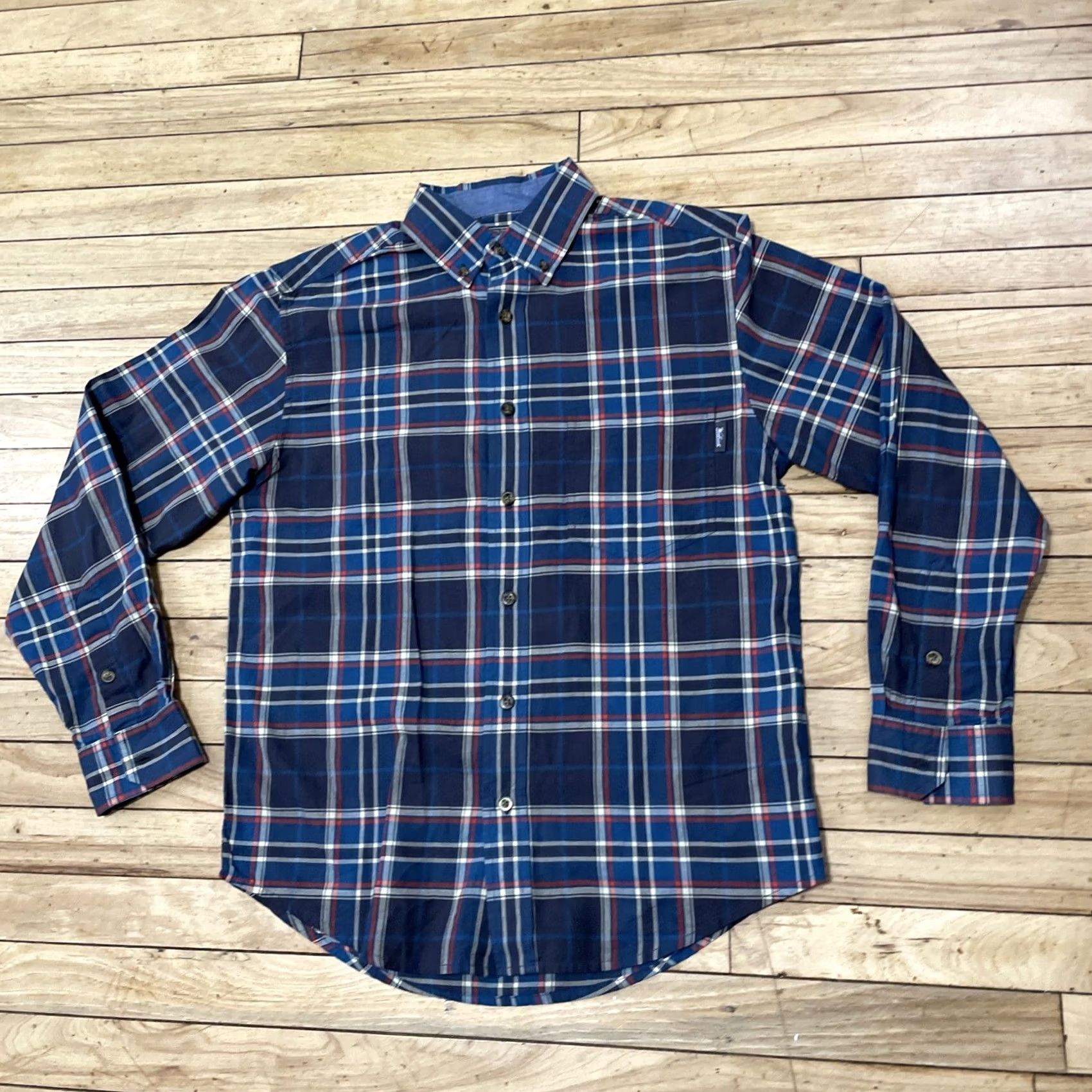 Vintage WOOLRICH Shirt Men S Blue Gray Plaid Red Western Lightweight Oxford S Size US S / EU 44-46 / 1 - 2 Thumbnail