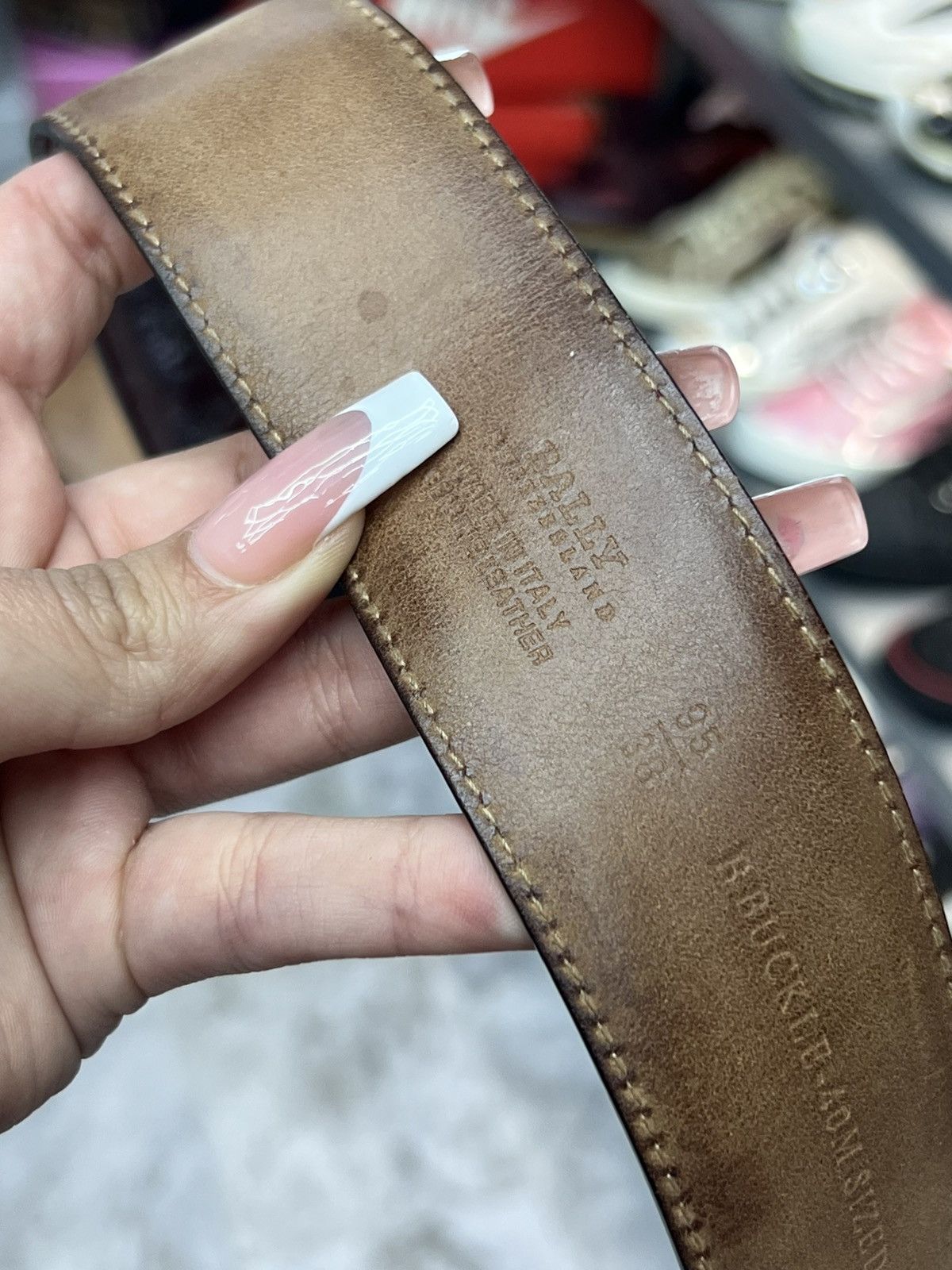 Bally Bally Belt with Silver Tone “B” Buckle Size 38 - 6 Thumbnail