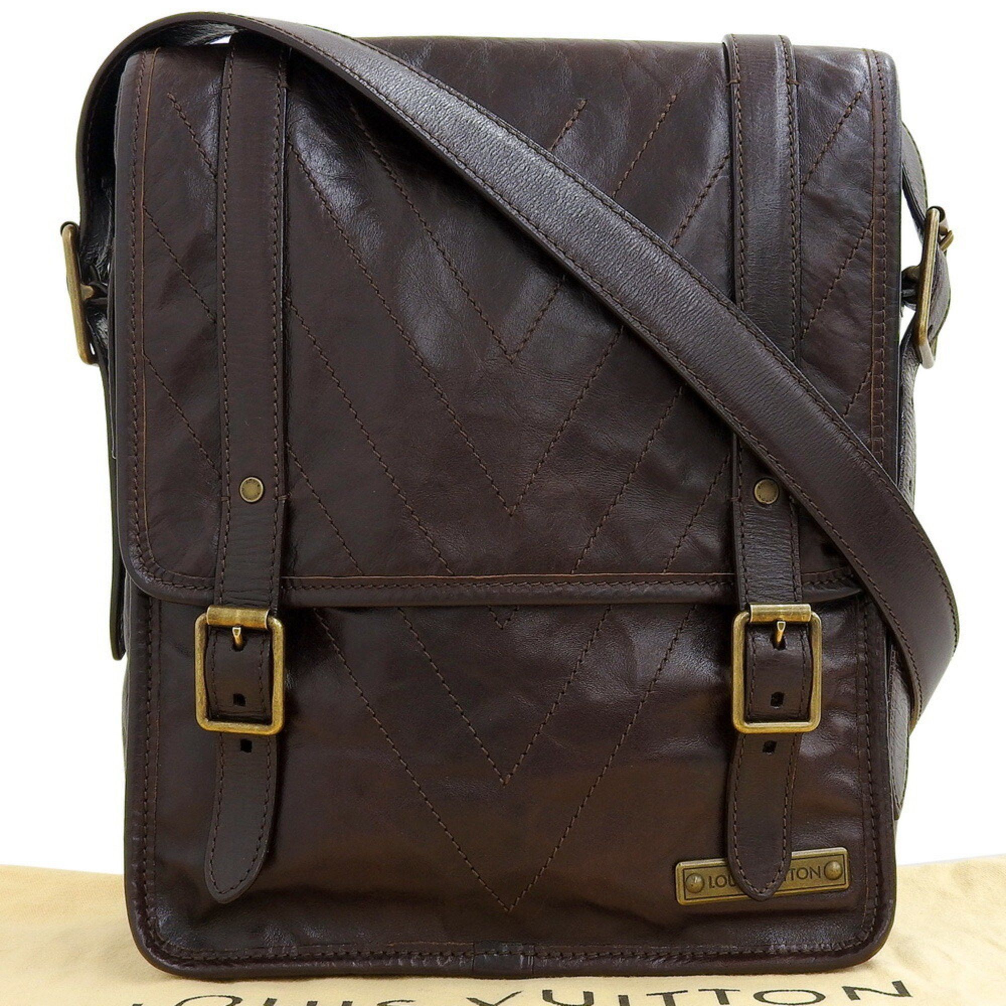 Louis Vuitton Louis Vuitton Cuir Soana Trotter M95688 V-Stitch Shoulder Bag, Brown Size ONE SIZE - 1 Thumbnail