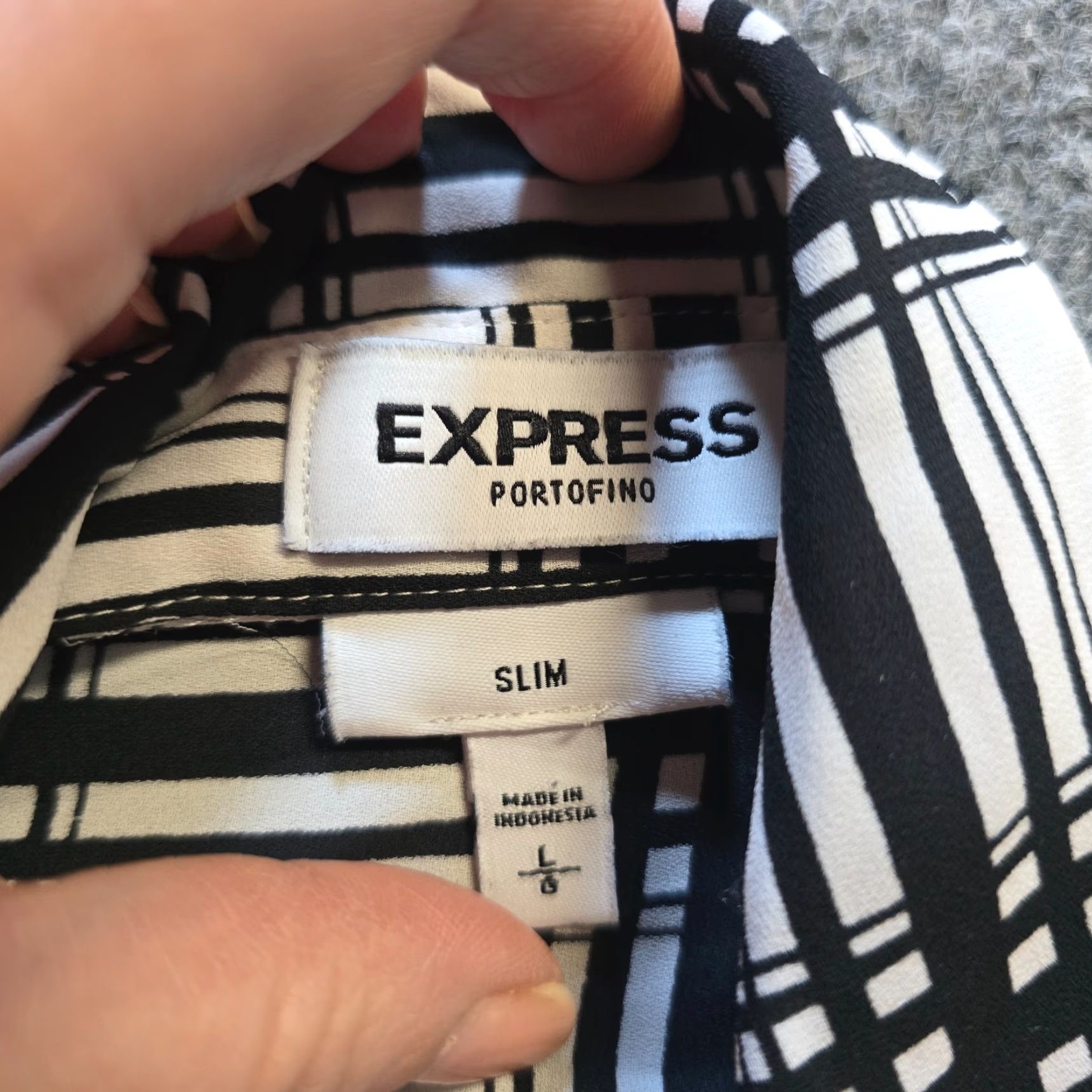 Express Express Blouse Womens Size L Black Plaid Portofino Sheer Button Career Casual Size L / US 10 / IT 46 - 4 Thumbnail