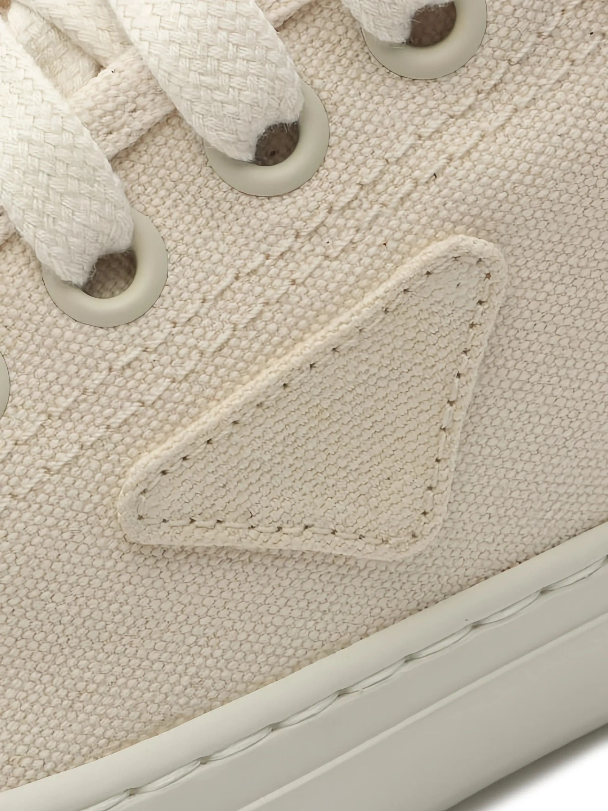 Prada o1mt1gz0526 Triangle-Logo Canvas Sneakers in Light Beige Size US 11 / EU 44 - 5 Thumbnail