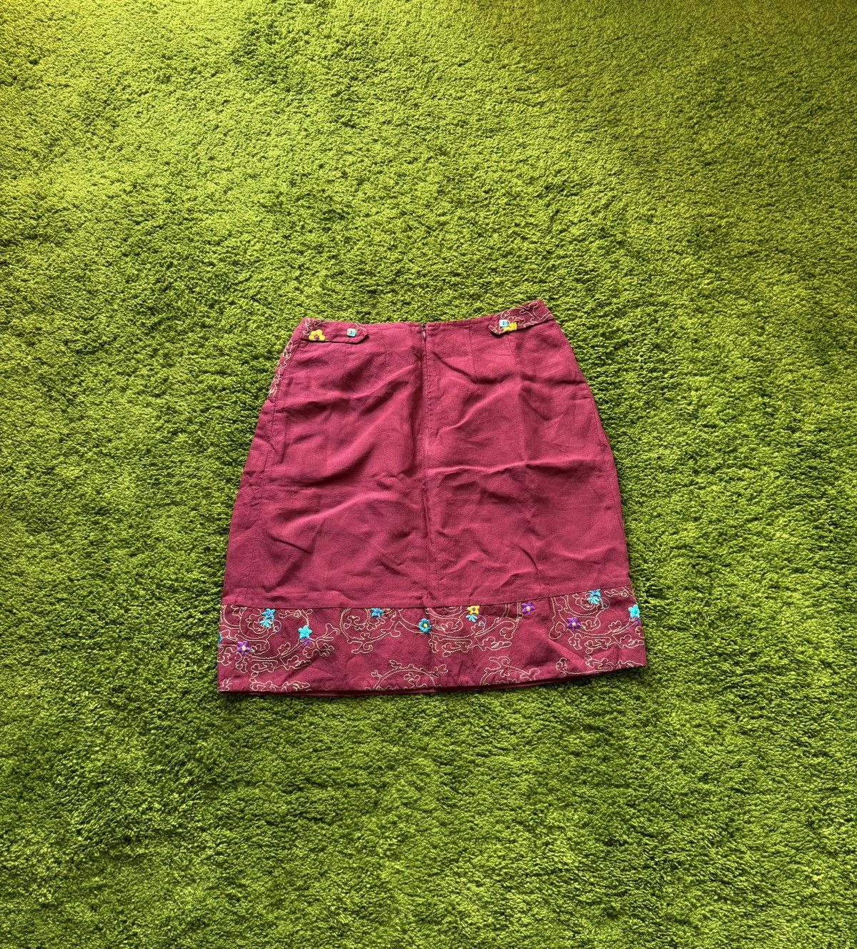 Designer Ivko avant Garde floral pattern linen skirt Size 26" / US 2 / IT 38 - 6 Thumbnail