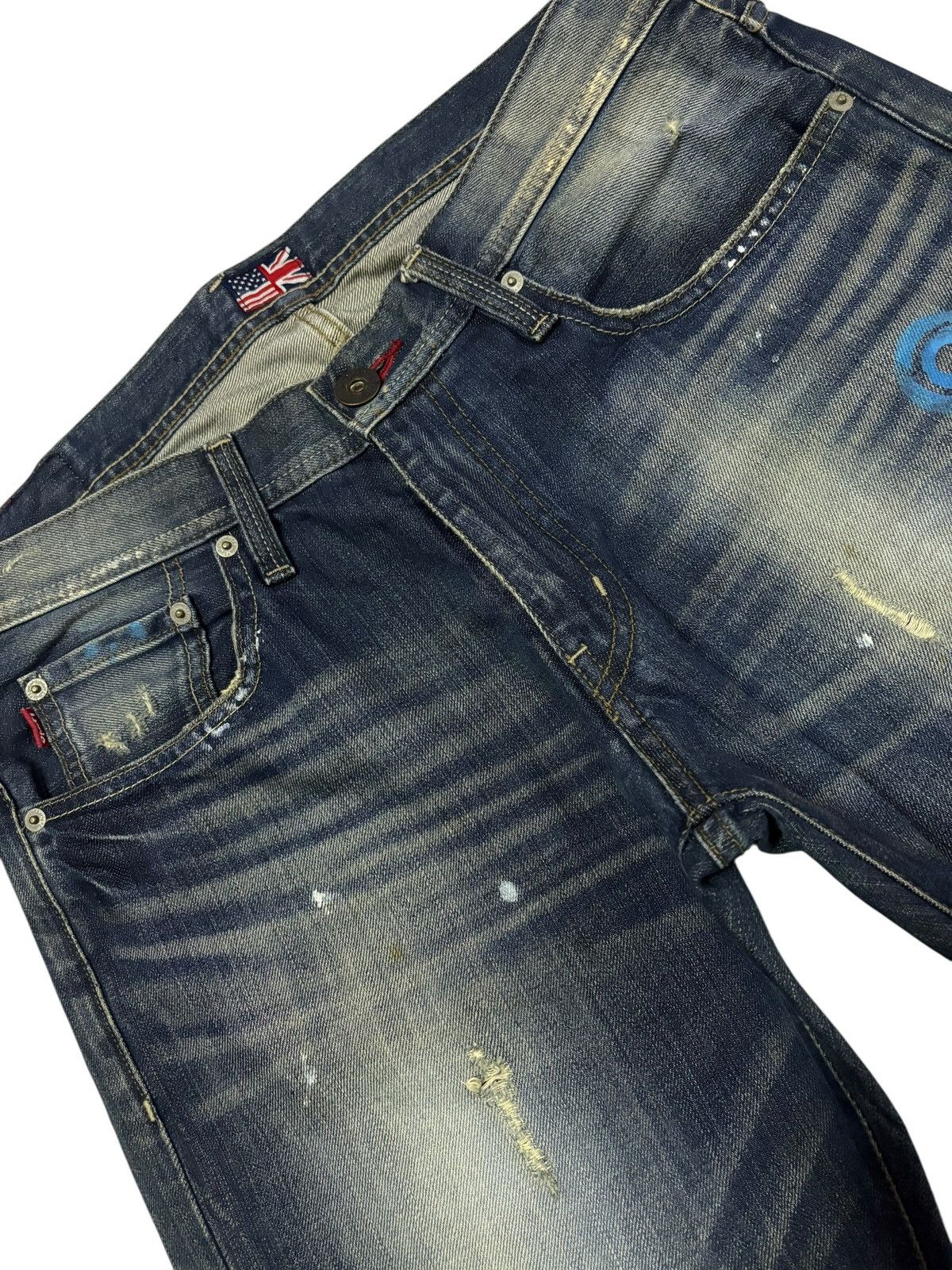 Japanese Brand Vtg Lyrics Japan Grunge Paint Splash Distressed Jeans Size US 33 - 4 Thumbnail