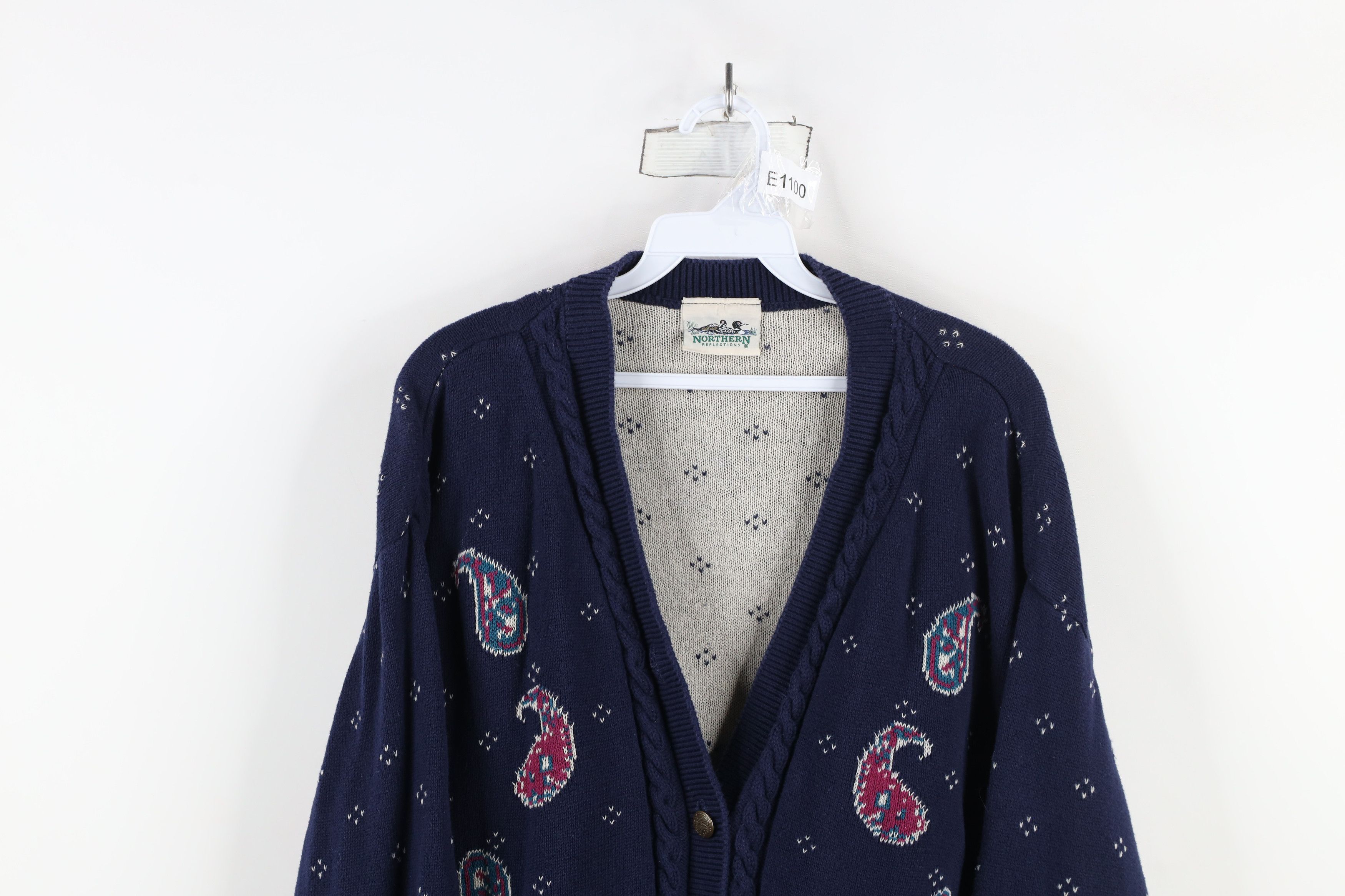 Vintage Vintage 90s Streetwear Cable Knit Cardigan Sweater Blue Size L / US 10 / IT 46 - 2 Thumbnail