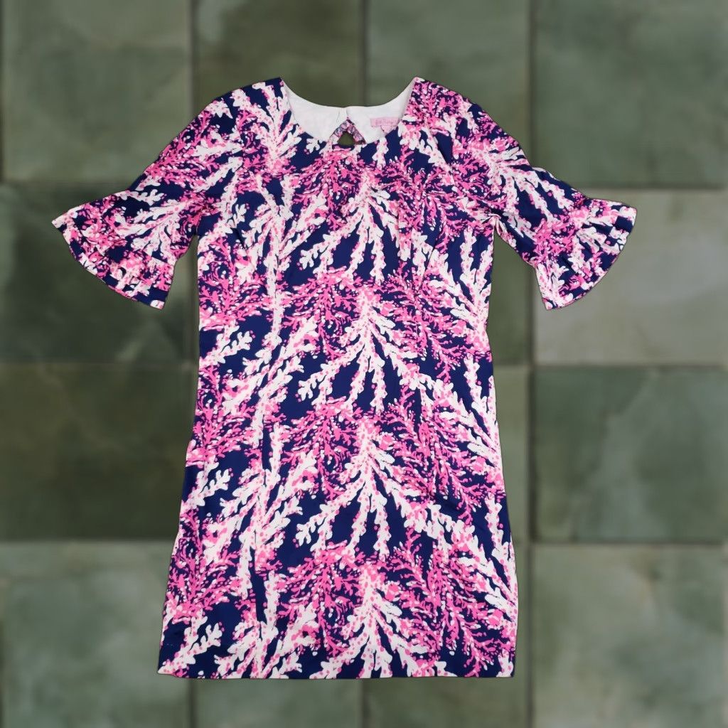 Lilly Pulitzer Lilly Pulitzer Fiesta Dress Womens Size 10 Pink Flare Sleeve Short Shift Size L / US 10 / IT 46 - 1 Thumbnail