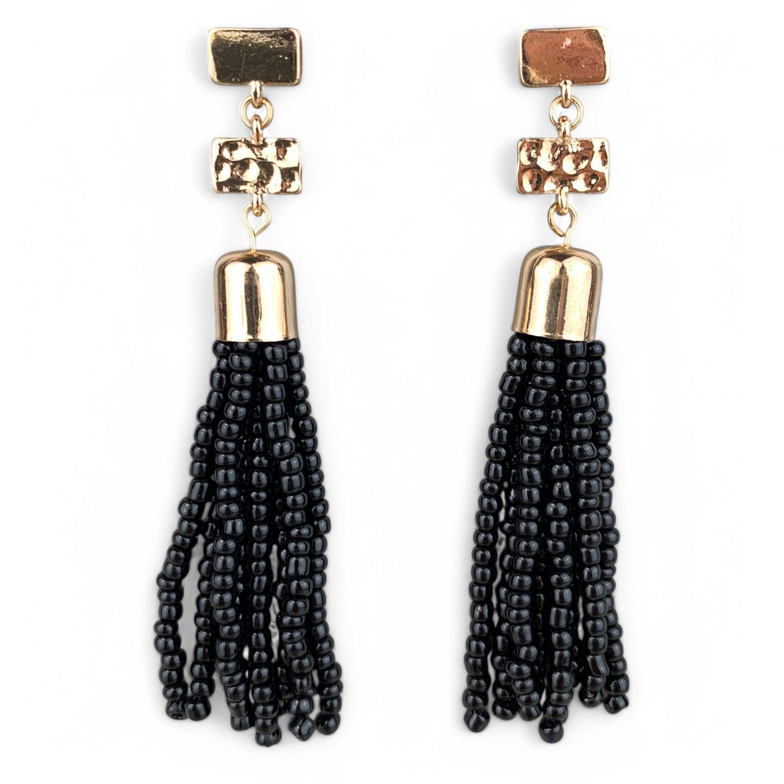 Other Sugarfix by Baublebar Earrings Black Beaded Tassel Gold Tone Size ONE SIZE - 1 Thumbnail