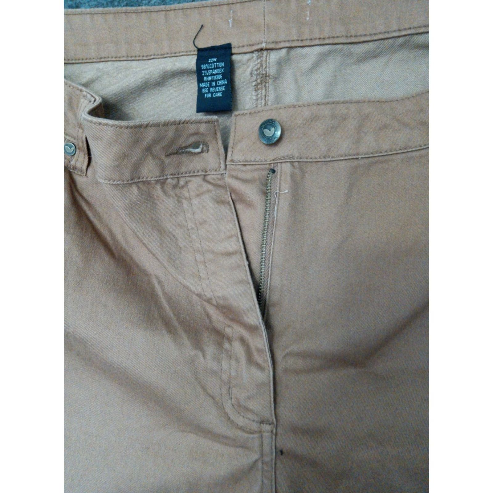 Vintage Pants Women High Rise Chino Slacks 22W Brown Cotton Blend Elastane Size 22W Casual Travel Pockets Mens Womens Size 40" / US 18 - 3 Thumbnail
