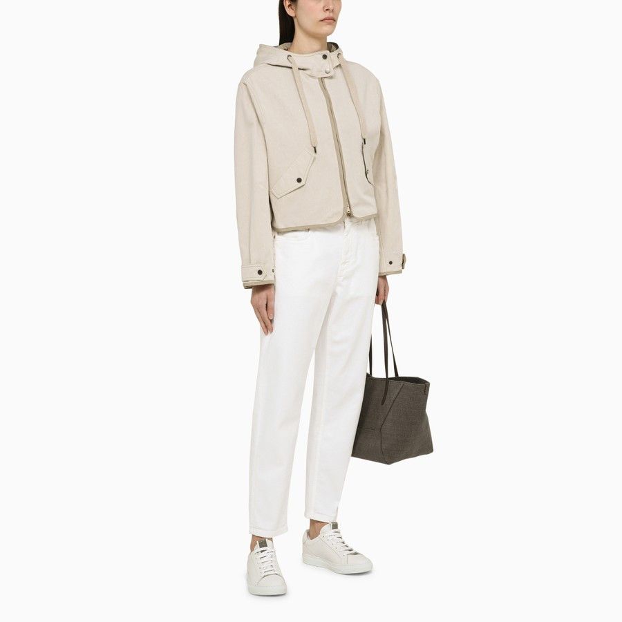 Brunello Cucinelli o1d2blof0824 Cotton-Blend Jacket in Beige Size M / US 6-8 / IT 42-44 - 2 Thumbnail