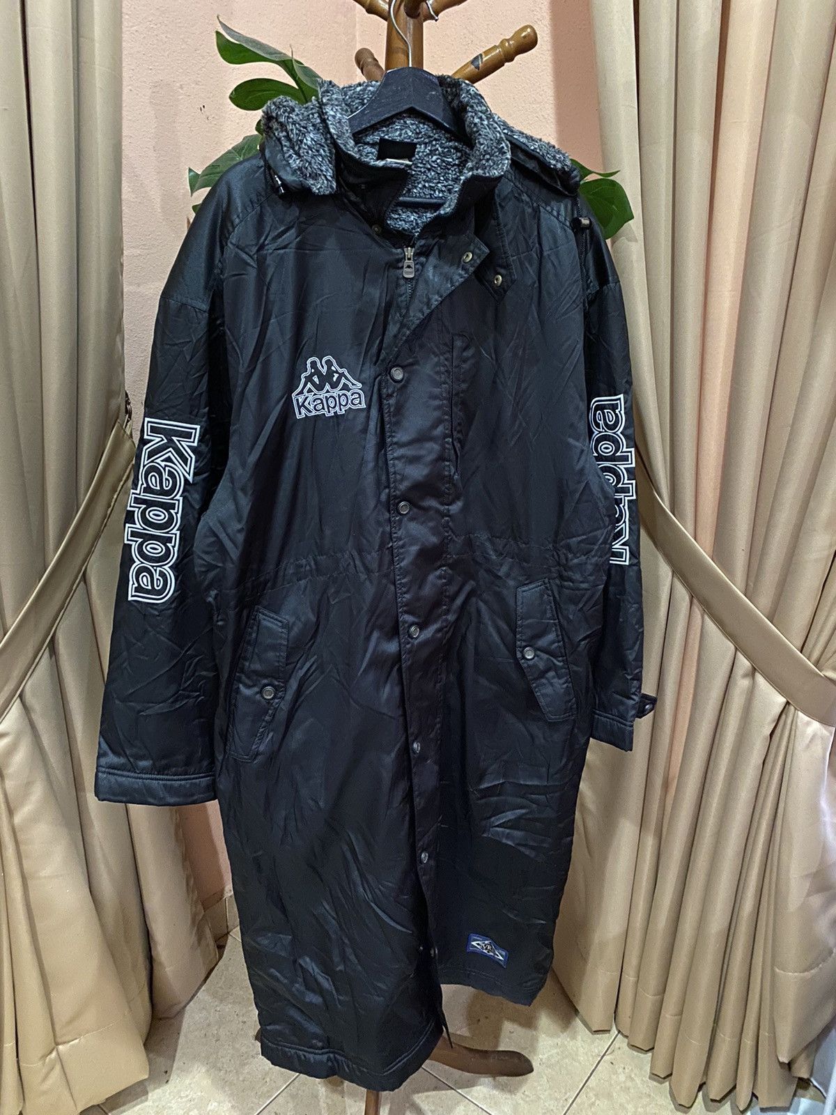 Kappa Kappa Black Long Parka Coat - Vintage with Sherpa Lining Size US L / EU 52-54 / 3 - 3 Thumbnail