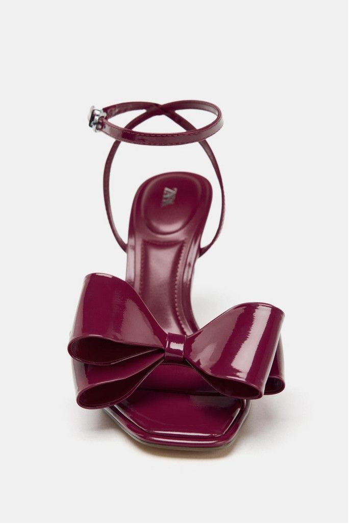 Zara Zara Patent Effect Bow Sandals Size 39 Size US 8 / IT 38 - 3 Thumbnail