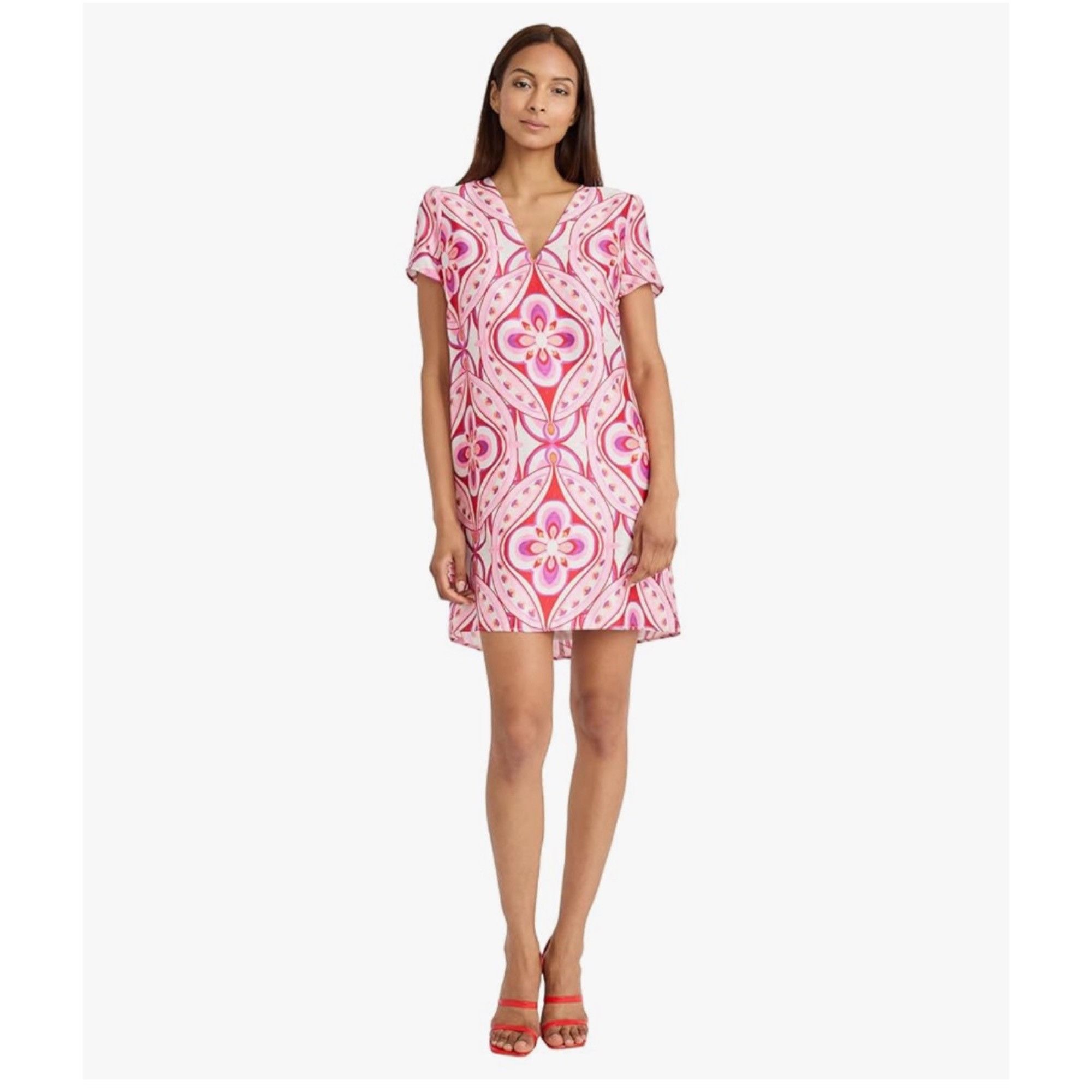 Donna Morgan Donna Morgan Printed Mini Party Dress – Pink/Ivory Multi, Si Size XL / US 12-14 / IT 48-50 - 2 Thumbnail