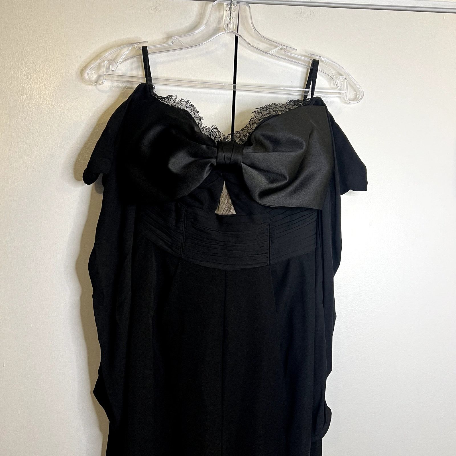 Self-Portrait Self-Portrait Black Jumpsuit Bow Off Shoulders Choker Size 26" / US 2 / IT 38 - 3 Thumbnail