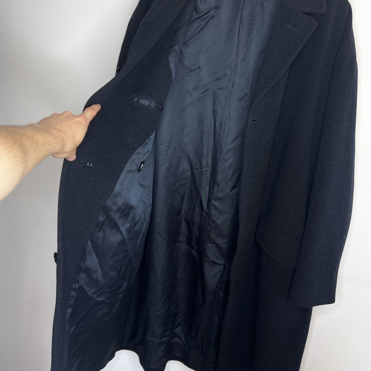 Hugo Boss Vintage Hugo Boss Wool Long Coat Jacket Black 90s Size US L / EU 52-54 / 3 - 10 Thumbnail