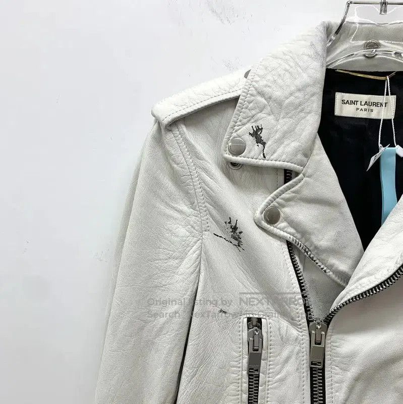 Yves Saint Laurent Saint Laurent White Leather Jacket for Women . Size XS / US 0-2 / IT 36-38 - 3 Thumbnail