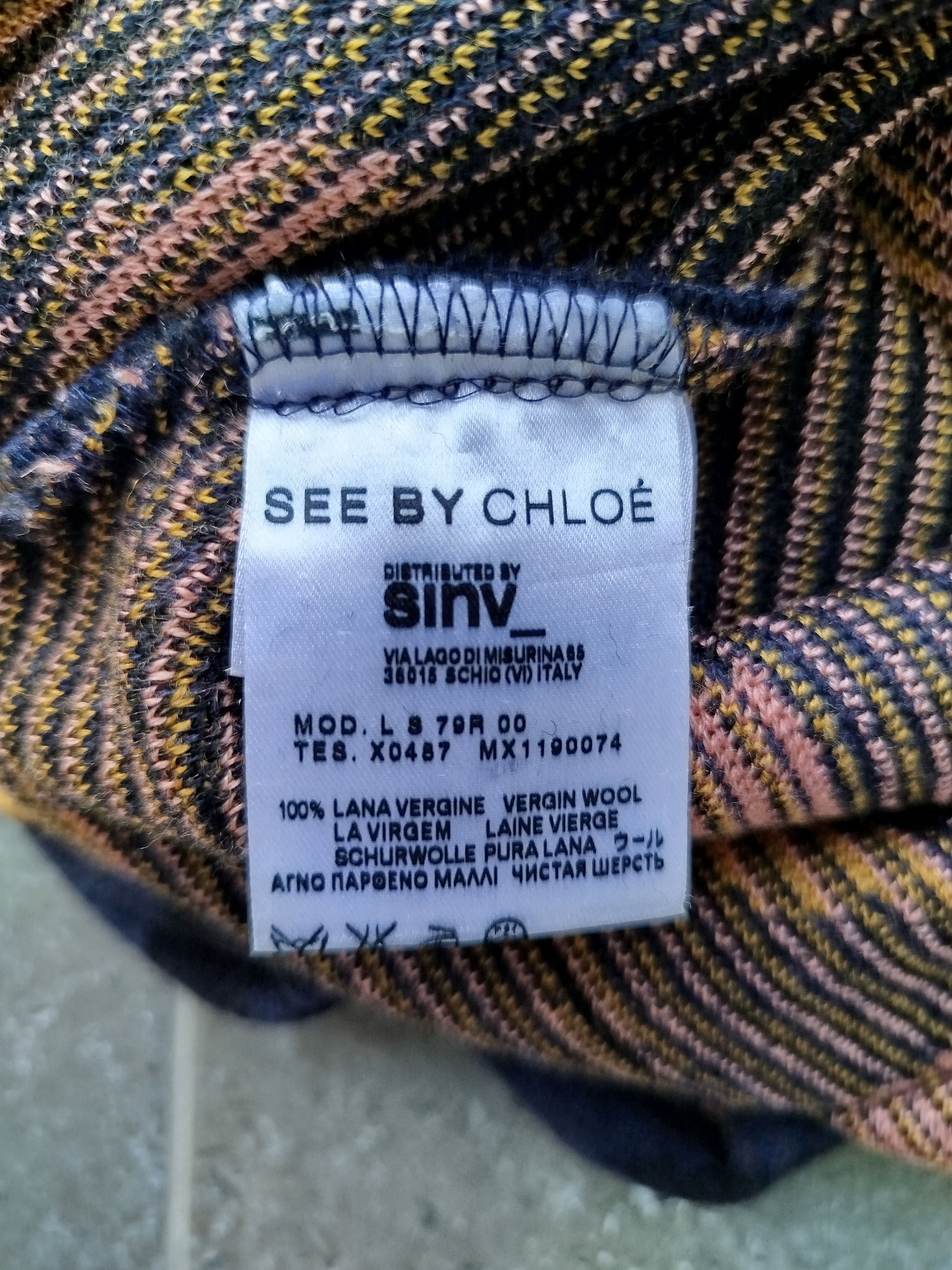 See by Chloe Dress Long Sleeve Bodycon Vigrin Wool Navy Diagonal Vintage Size S / US 4 / IT 40 - 17 Thumbnail