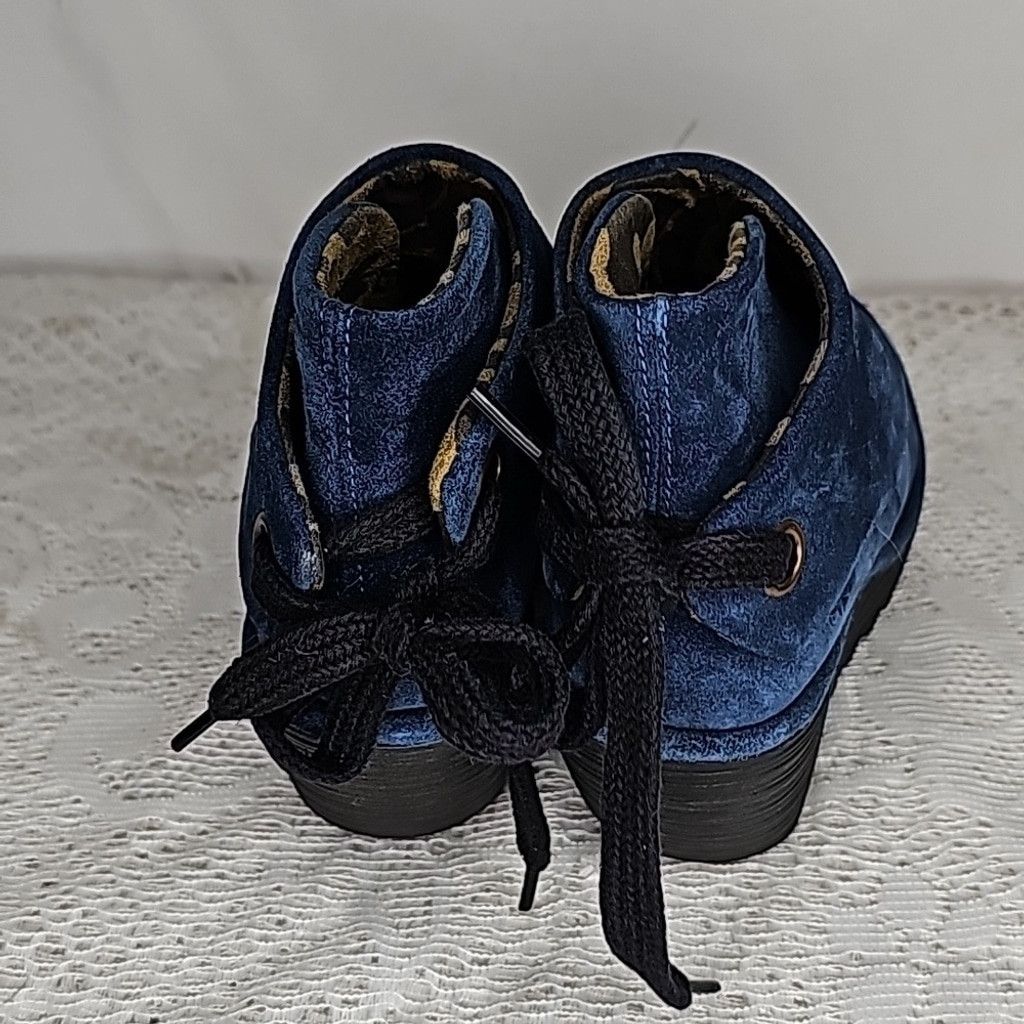 Fly London RARE Fly London Yebi blue suede ruched wedge ankle boots 6 Size US 6 / IT 36 - 5 Thumbnail