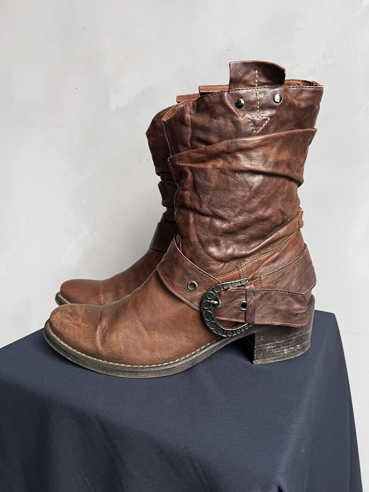 Western Rise Rare Avant garde guidi style leather moto boots 90s Size US 6 / EU 39 - 3 Thumbnail