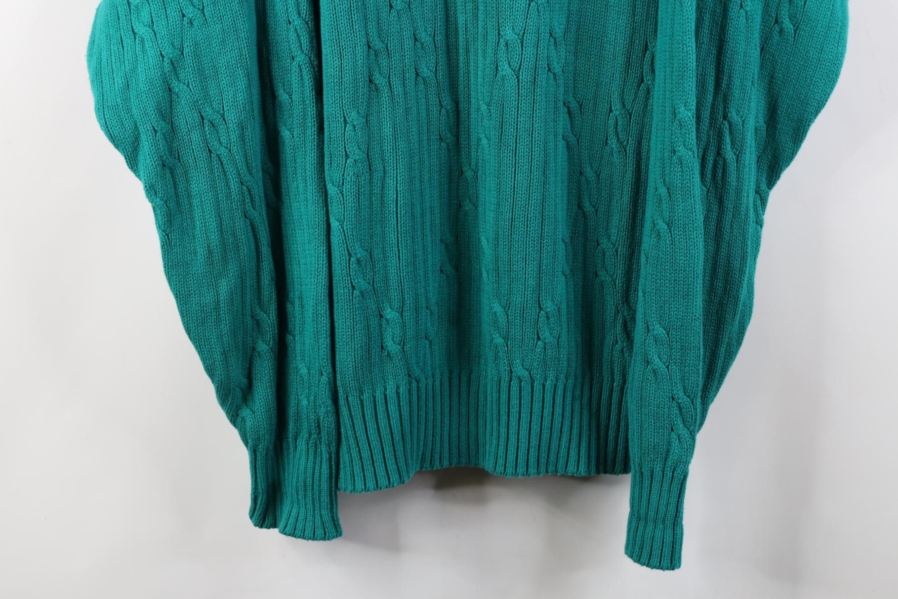 Vintage Vintage 90s Streetwear Chunky Cotton Knit Sweater Teal Size US L / EU 52-54 / 3 - 3 Thumbnail
