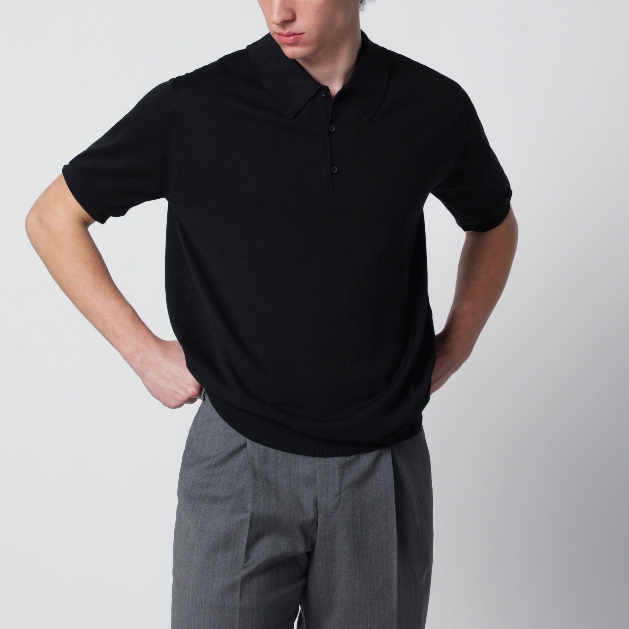 John Smedley John Smedley Isis Black Cotton Polo Shirt Size US S / EU 44-46 / 1 - 1 Thumbnail