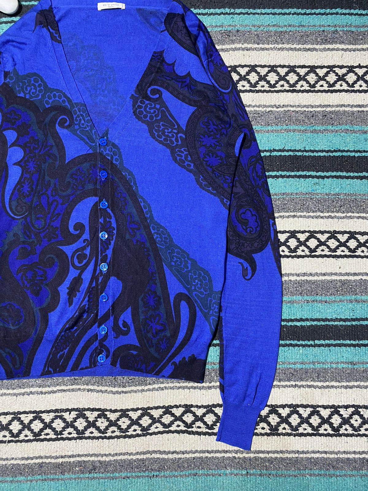Etro Etro Paisley Jacquard Cardigan In Blue Size US M / EU 48-50 / 2 - 3 Thumbnail