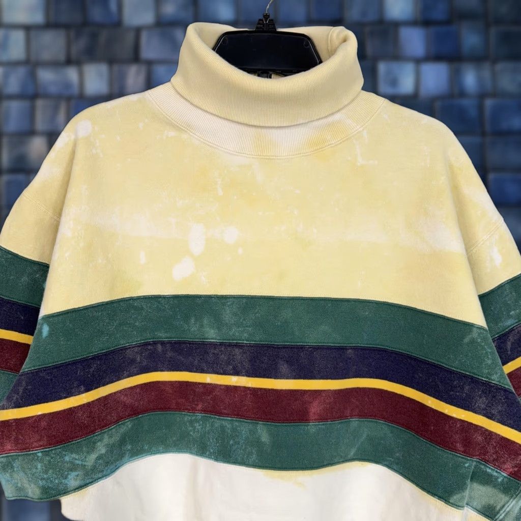 Polo Ralph Lauren VINTAGE Polo Ralph Lauren Sweatshirt Mens Large Cream Striped Turtleneck 90s Size US L / EU 52-54 / 3 - 1 Thumbnail