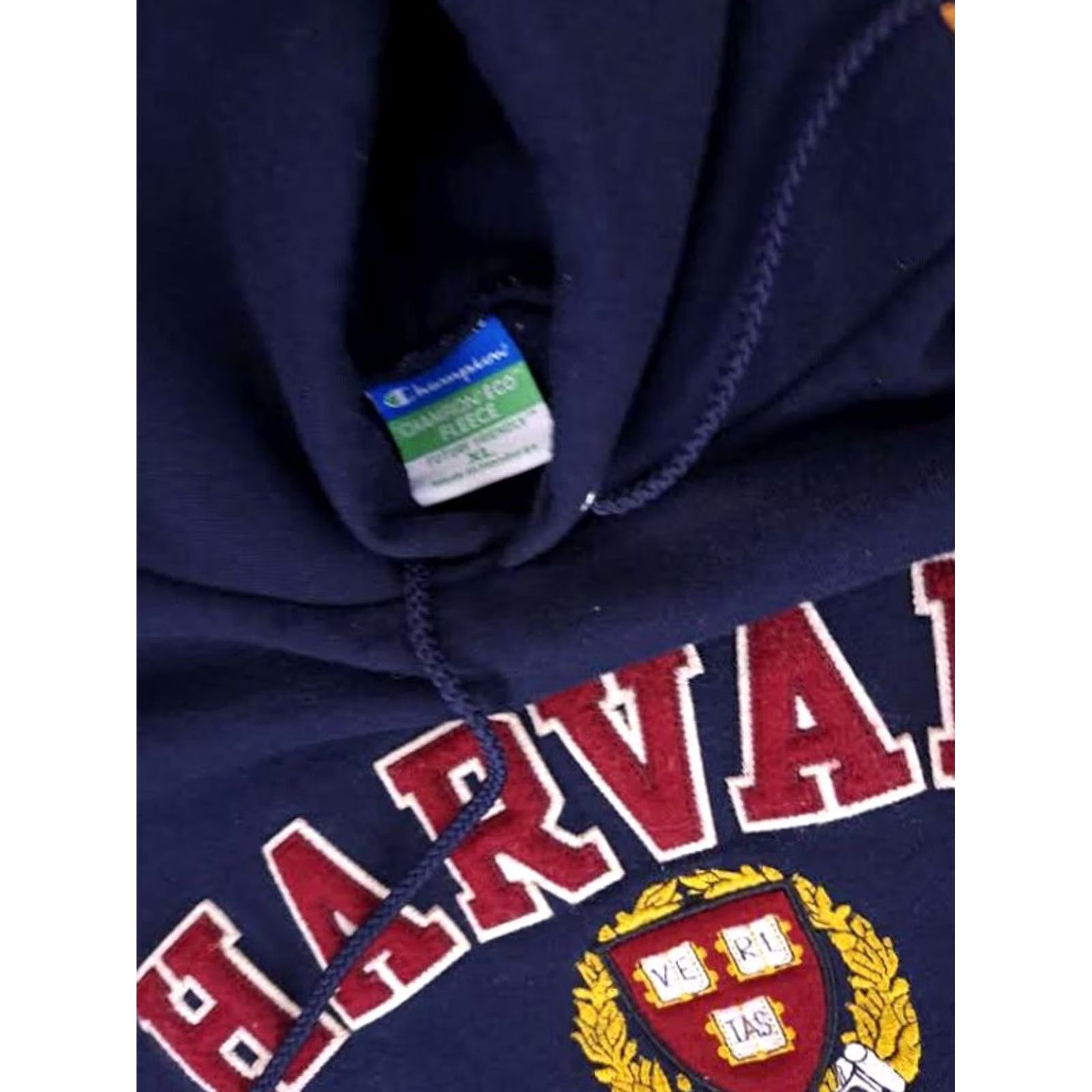 Vintage VINTAGE Harvard University Hooded Sweatshirt XL Blue Cotton Pullover Embroidered Champion Eco fleece Size US XL / EU 56 / 4 - 4 Thumbnail