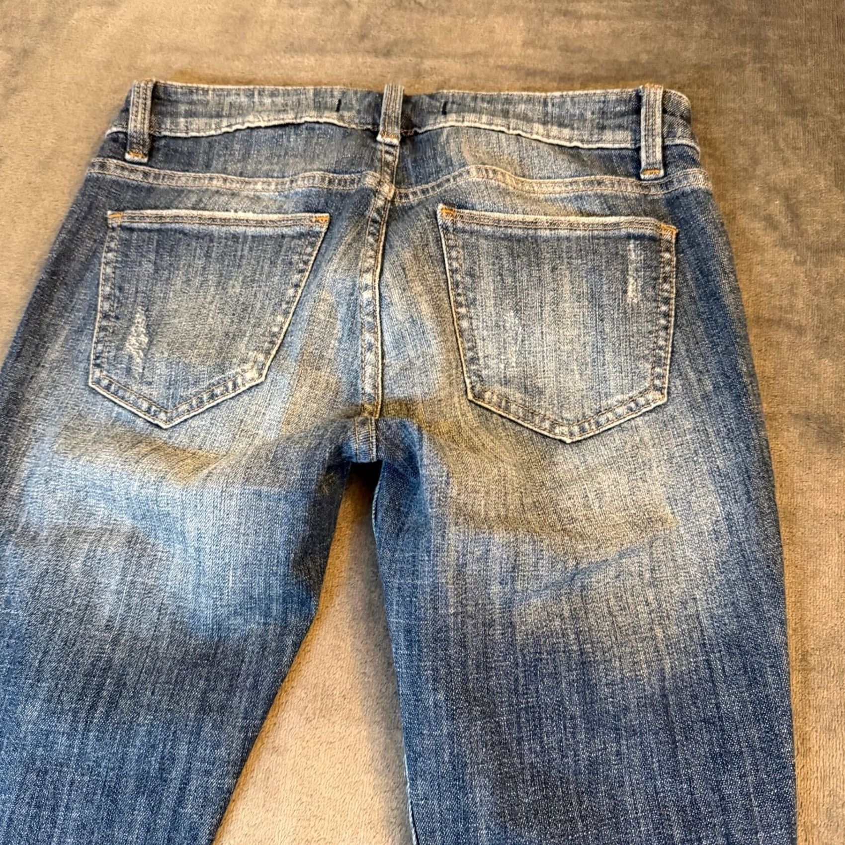 Vintage Eunina Maxwell Jeans Juniors Size 5 Blue Distressed Skinny Low Rise Stretch Denim 5-Pocket Jeans Womens Size 27" / US 4 / IT 40 - 3 Thumbnail