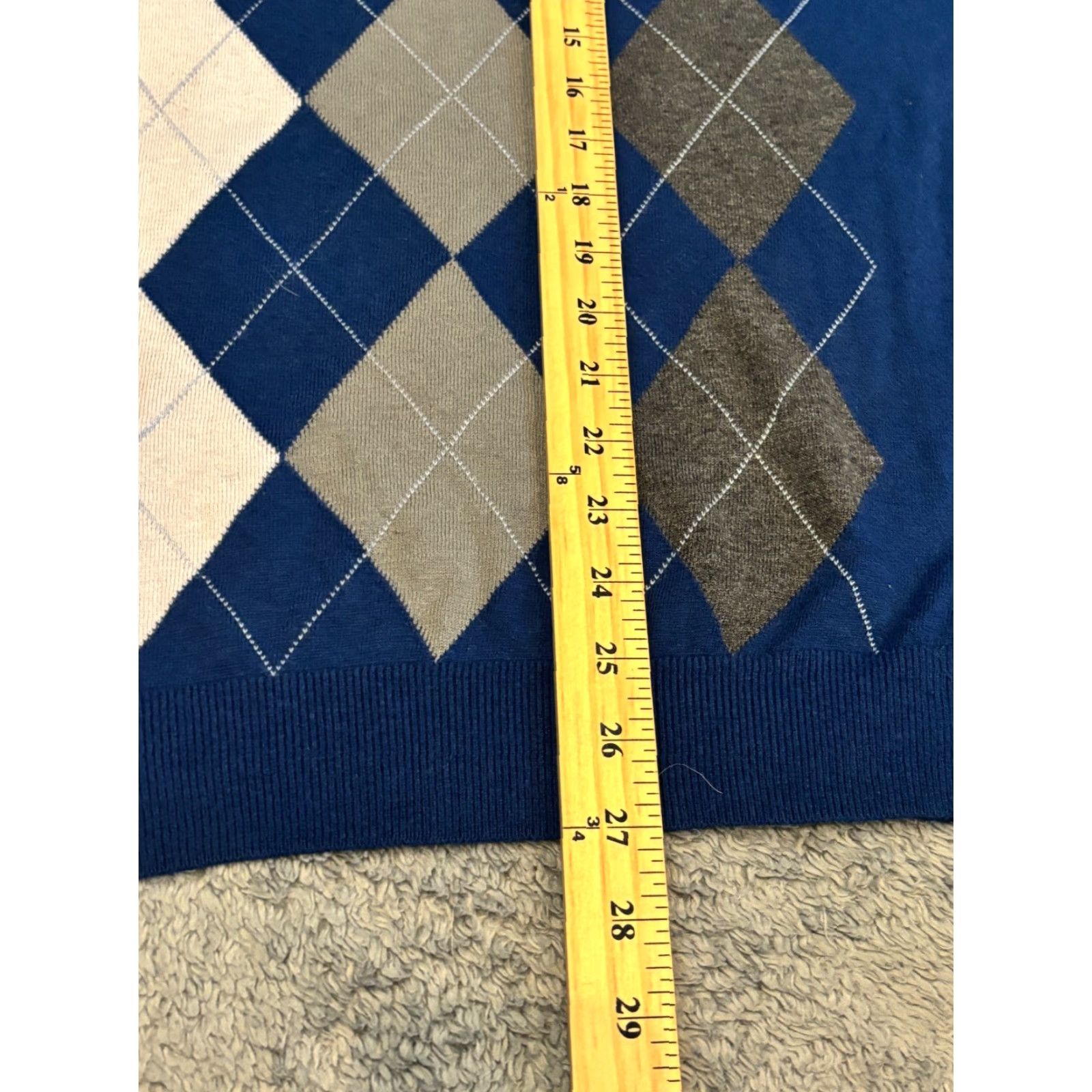Banana Republic Banana Republic Argyle Sweater Mens Large Blue V Neck Cotton Silk Blend Pullover Size US L / EU 52-54 / 3 - 4 Thumbnail