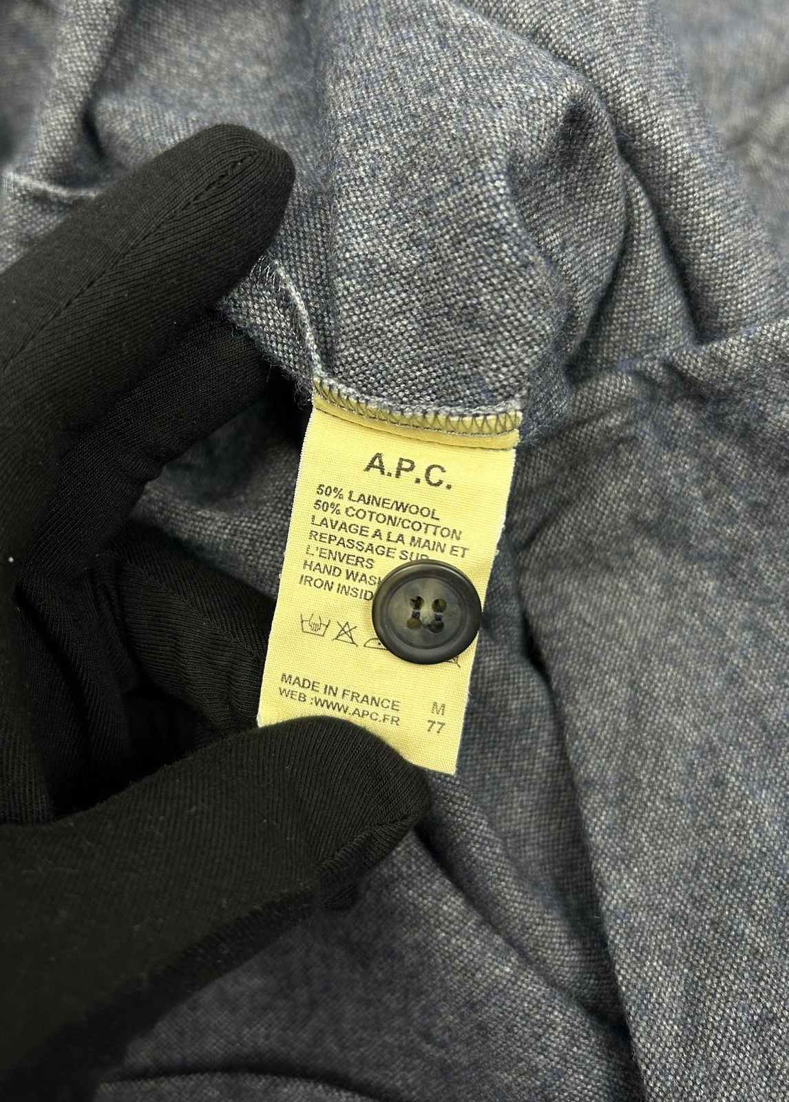 A.P.C. × Vintage A.P.C. Grey Structured Wool Cotton Shirt Size S Size US S / EU 44-46 / 1 - 10 Thumbnail
