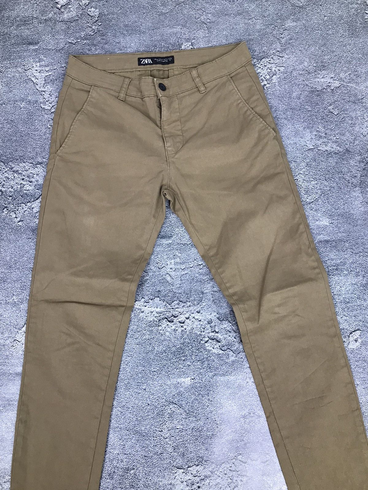 Zara Zara Skinny Fit Beige Basic Classic Cotton Chino Pants Size US 30 / EU 46 - 3 Thumbnail