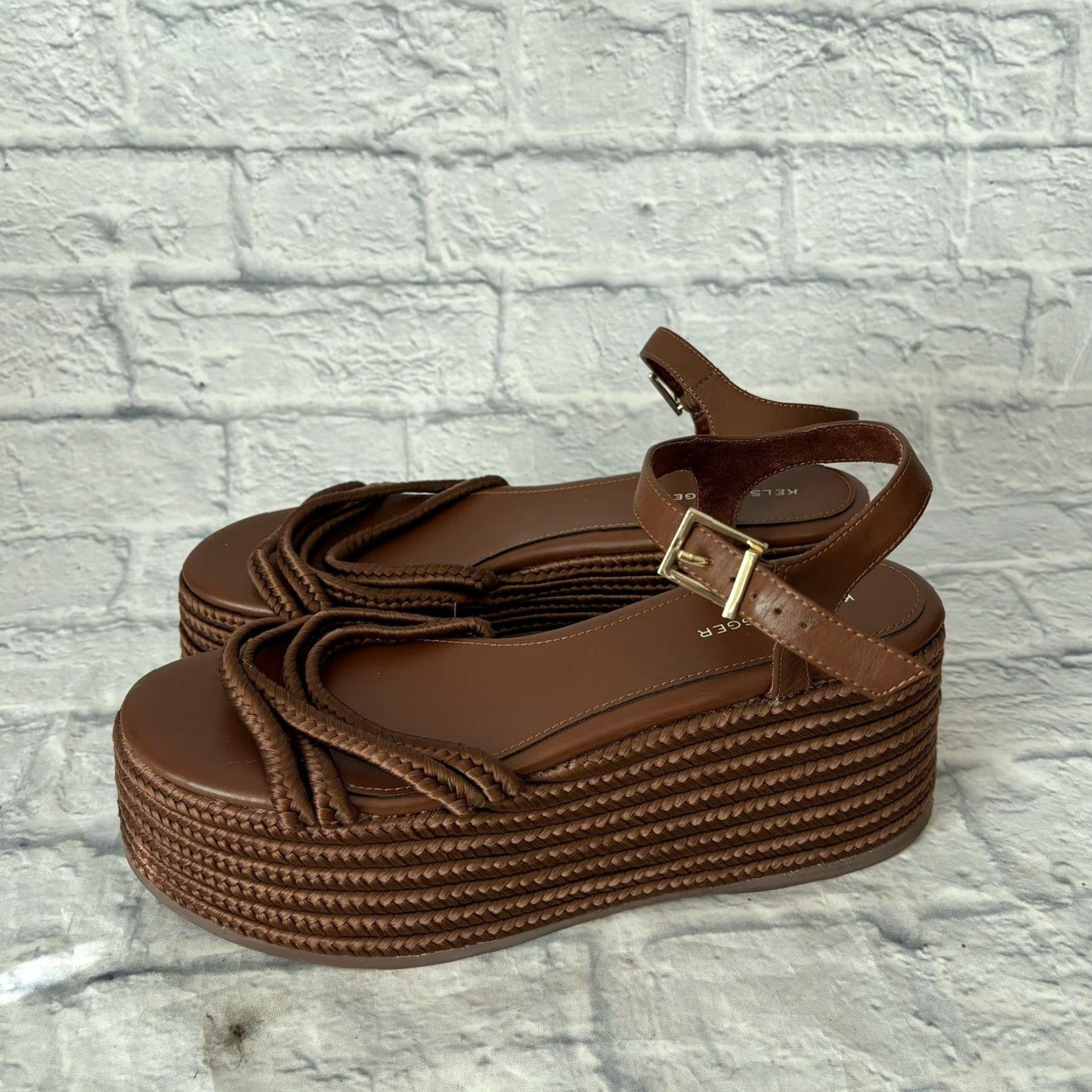 Vintage Kelsi Dagger Brooklyn Mend Platform Wedge Sandal/Heels Women’s Size 11 Brown Leather Buckle Platform & Wedge Sandal Womens Size 11 Size US 9 / IT 39 - 4 Thumbnail