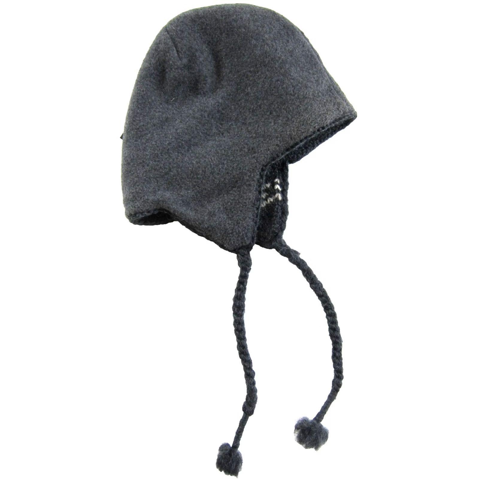 Vintage Everest Nepal 100% Wool Grey Ivory Fleece Lined Earflap Trapper Beanie Hat OS Size ONE SIZE - 3 Thumbnail