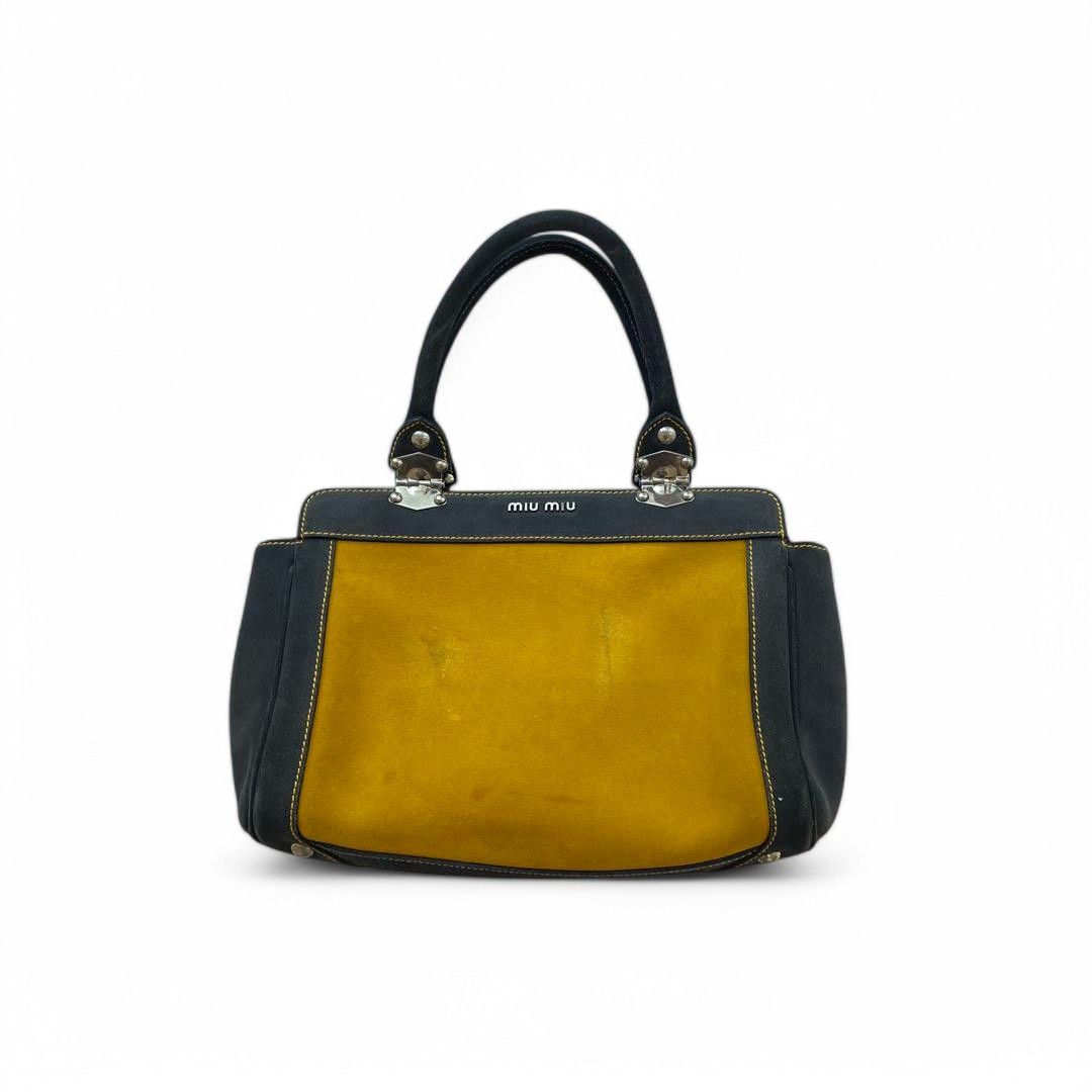 Miu Miu Miu Miu - Handbag Yellow Navy Leather Shoulder Bag Size ONE SIZE - 2 Thumbnail